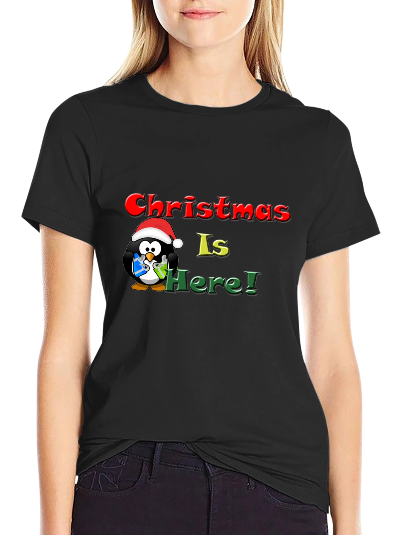 Christmas Penguin Graphic T-Shirt