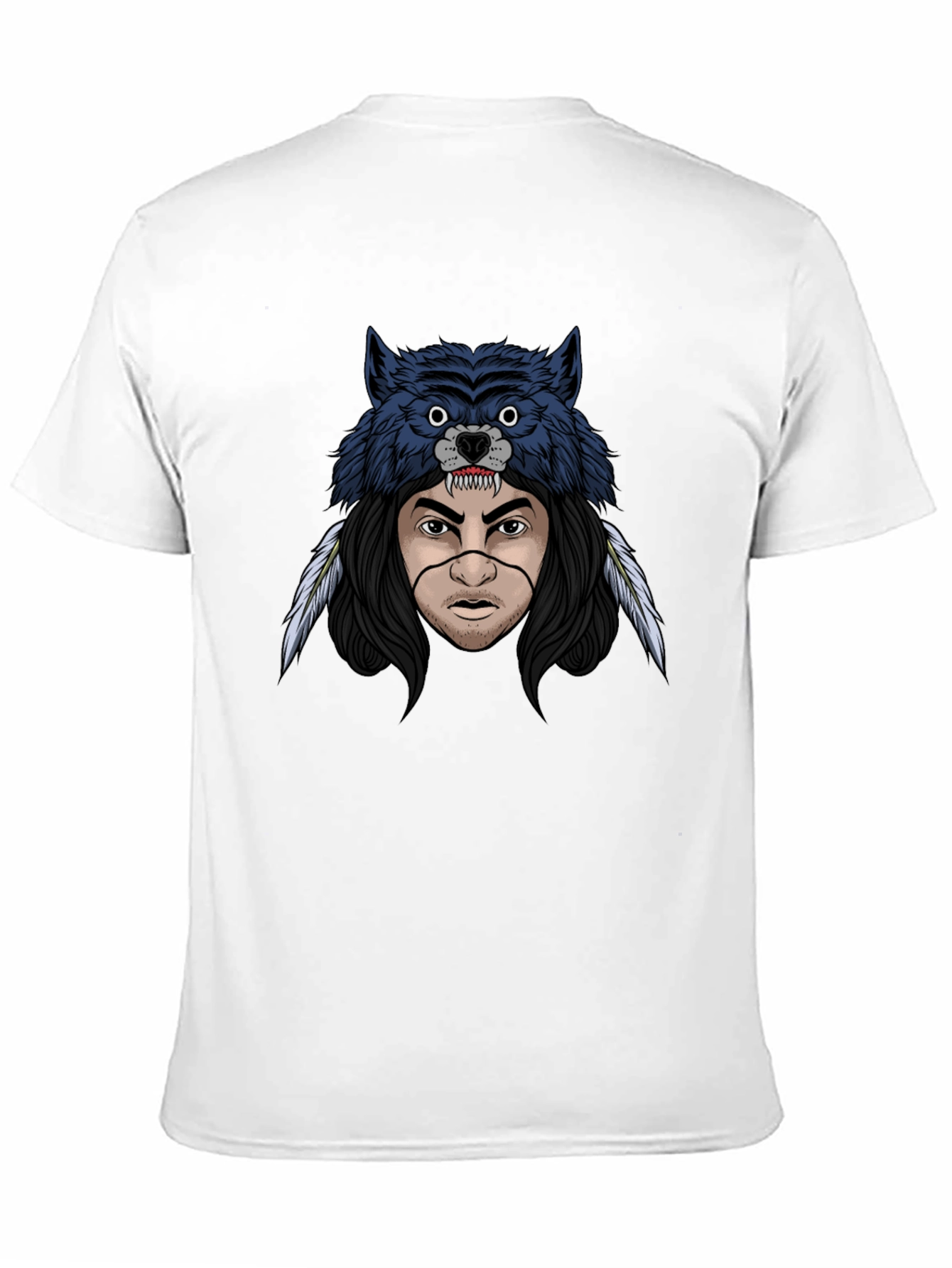 Wolf Headdress Graphic T-Shirt - Mens Black Tee