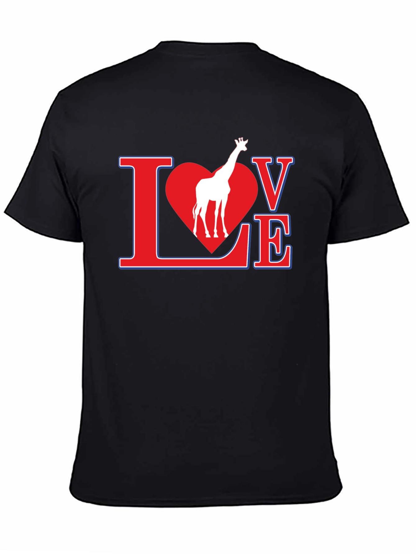 Giraffe Love Graphic T-Shirt - Black