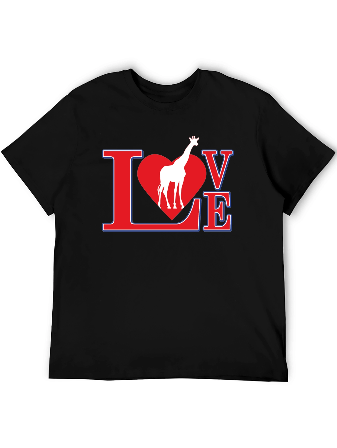 Giraffe Love Graphic T-Shirt - Black