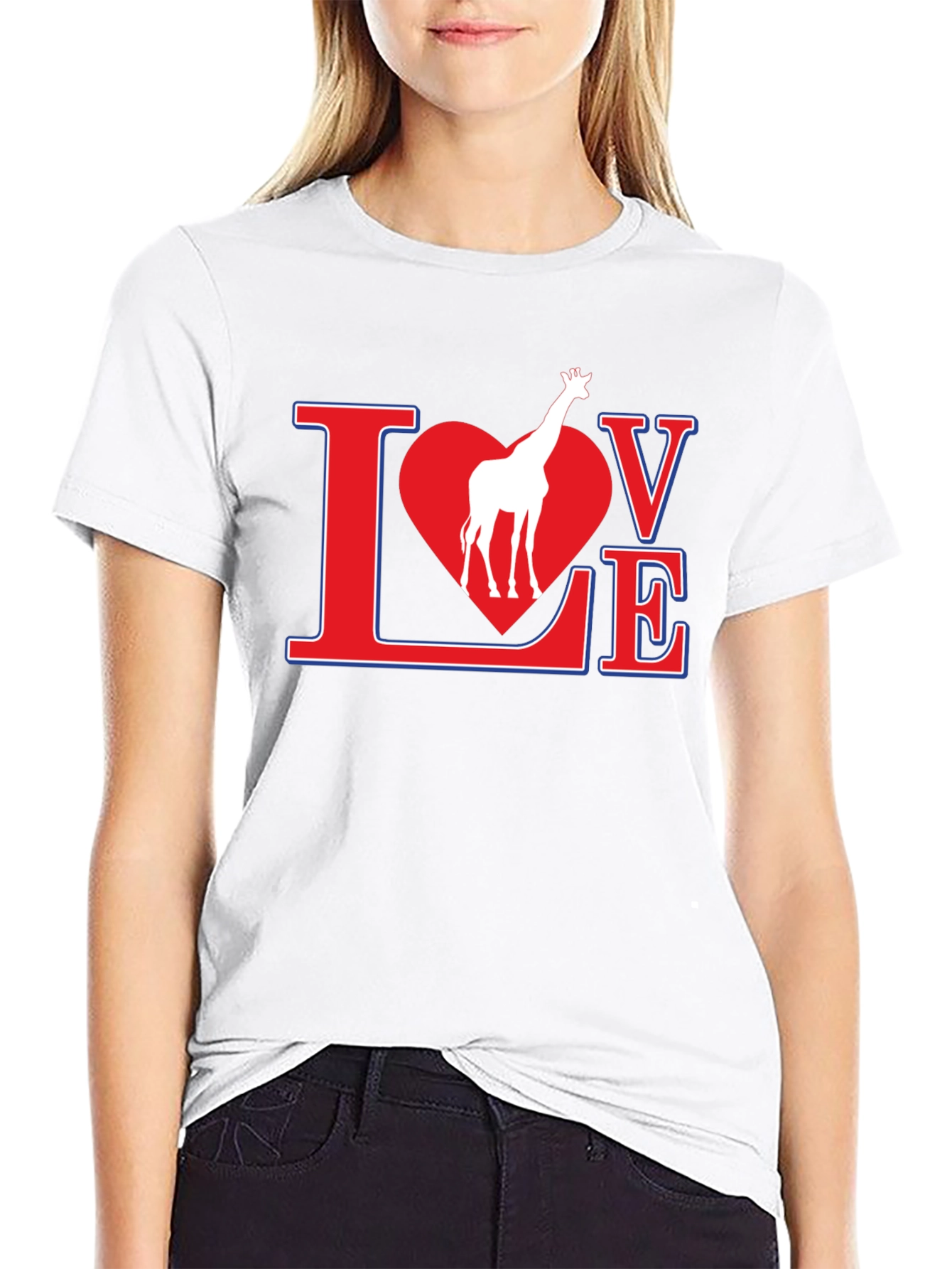Giraffe Love Graphic T-Shirt - Black