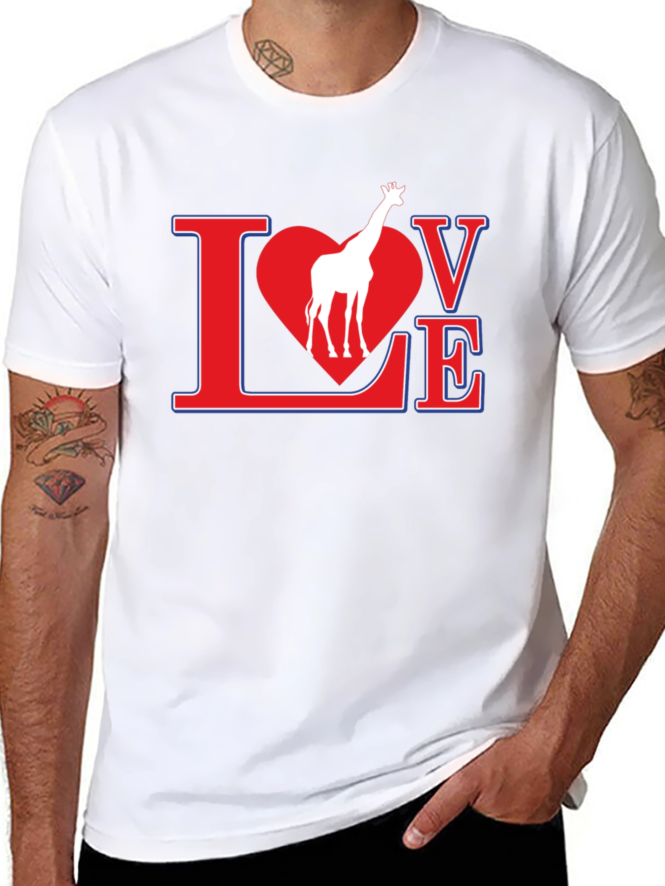 Giraffe Love Graphic T-Shirt - Black