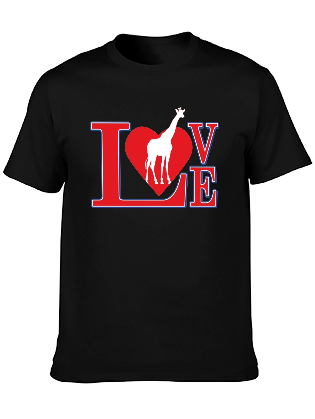 Giraffe Love Graphic T-Shirt - Black