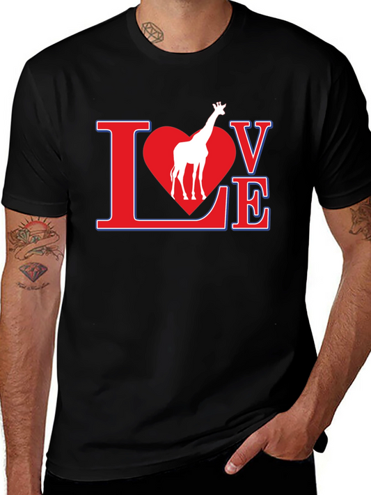 Giraffe Love Graphic T-Shirt - Black
