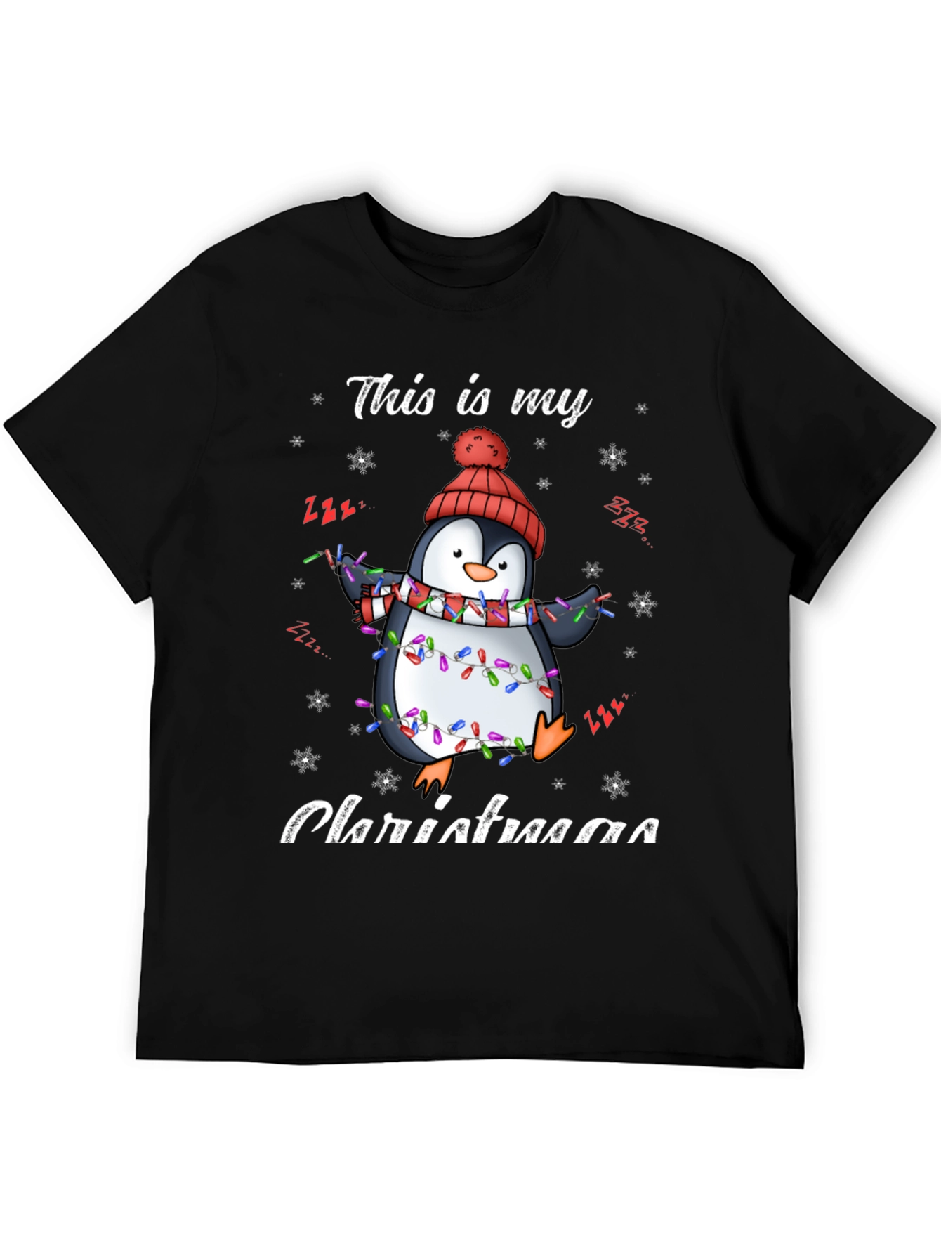 Penguin Christmas Lights Graphic Tee