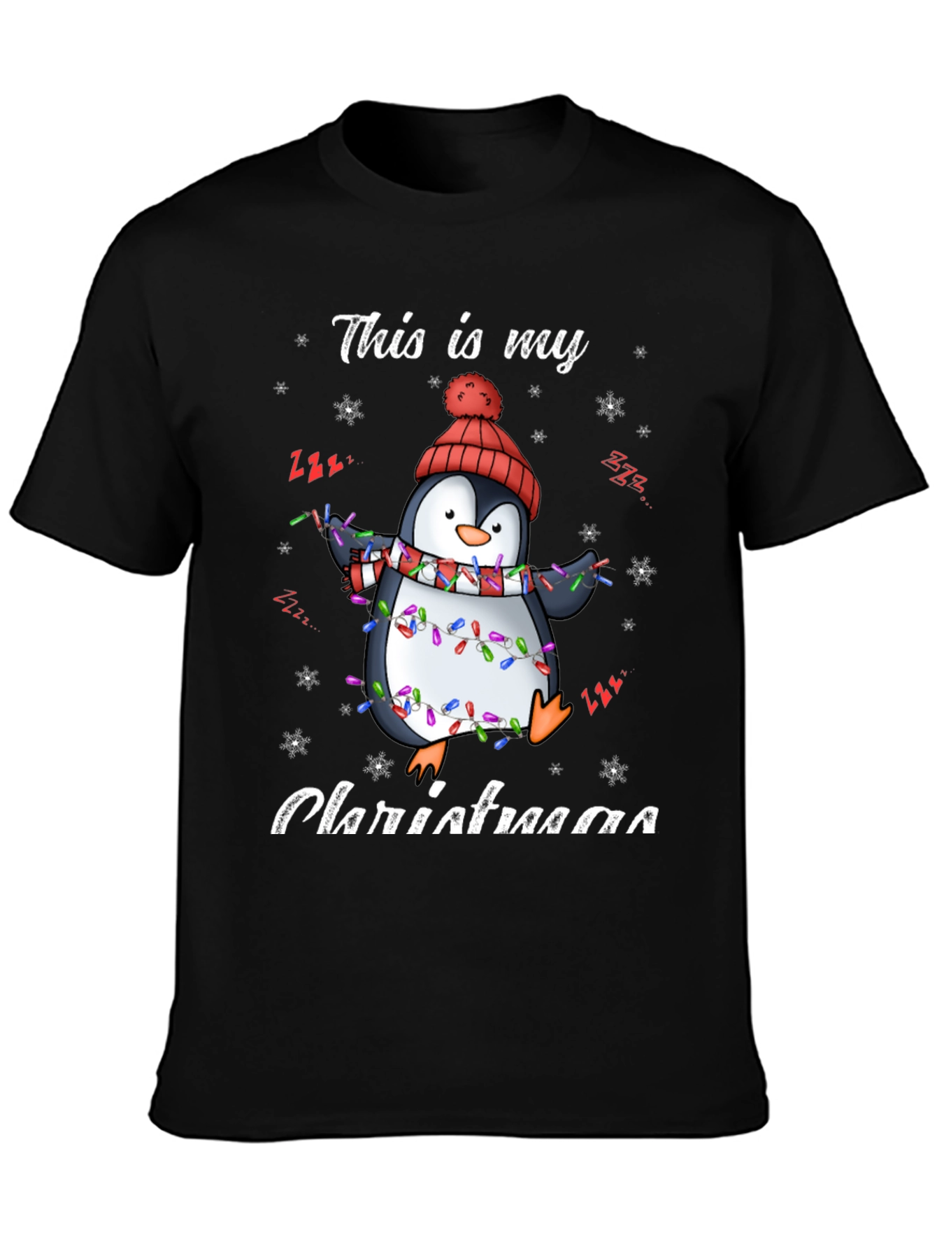 Penguin Christmas Lights Graphic Tee