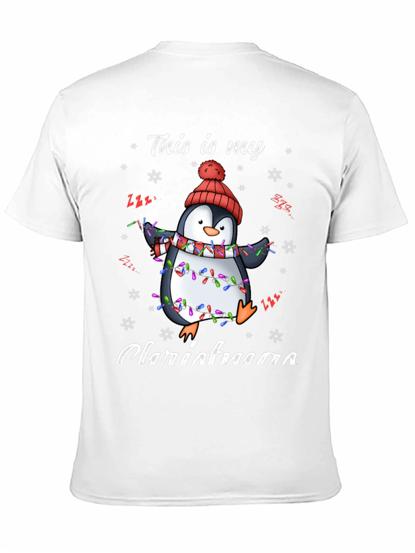 Penguin Christmas Lights Graphic Tee