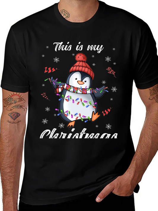 Penguin Christmas Lights Graphic Tee