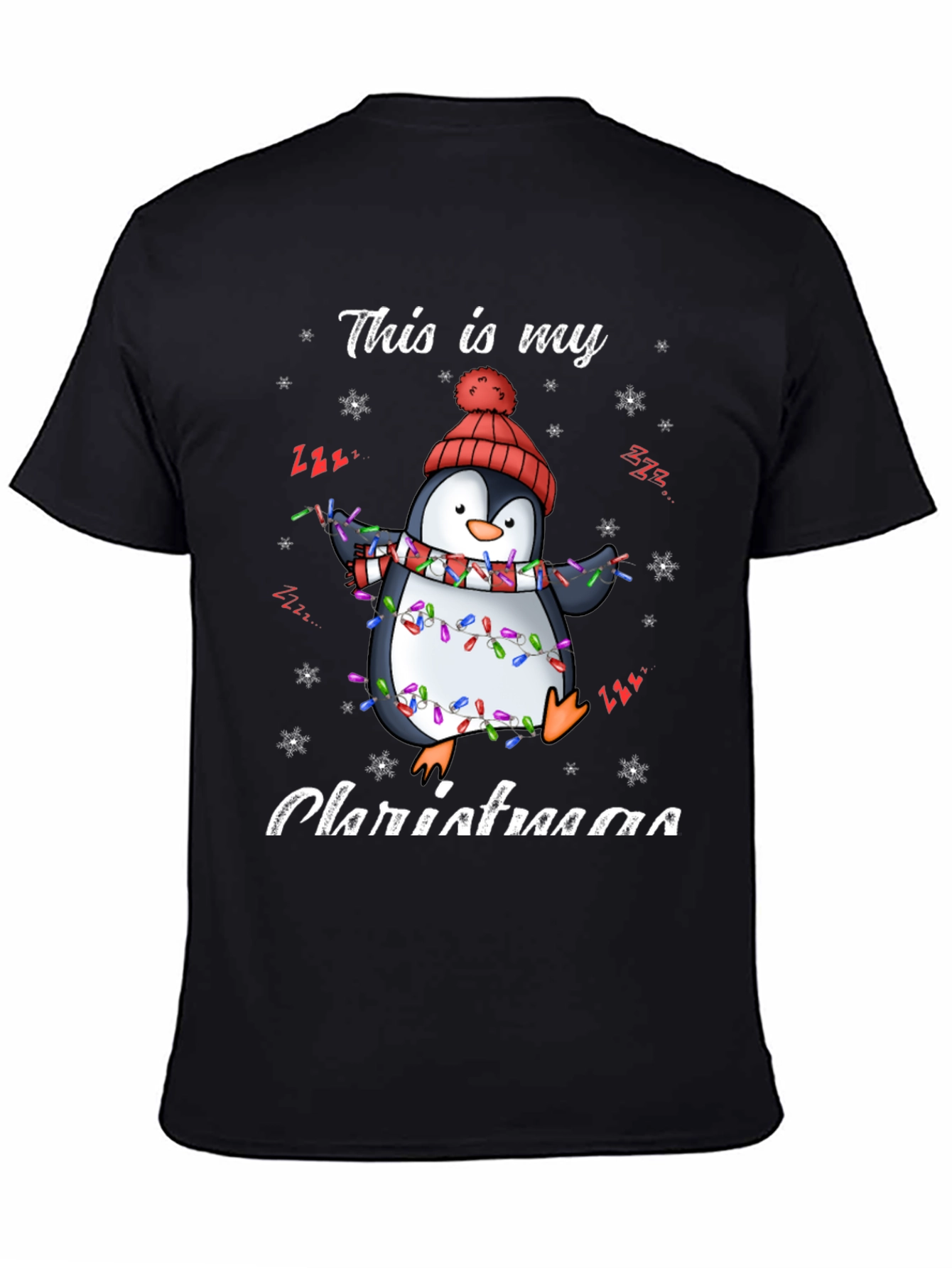Penguin Christmas Lights Graphic Tee