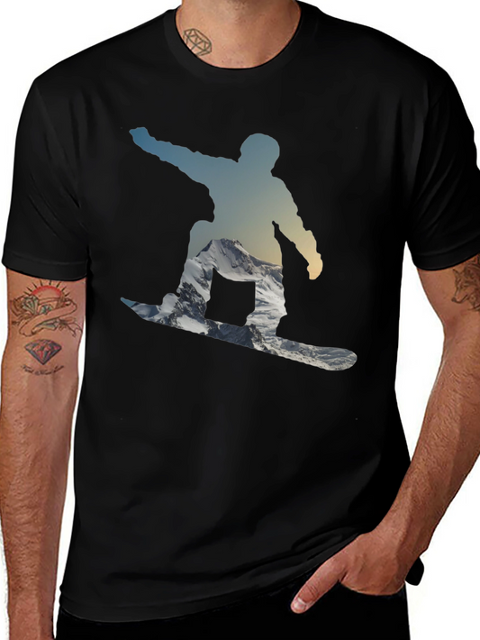 Snowboarder Silhouette Graphic Tee - Cool Black Shirt