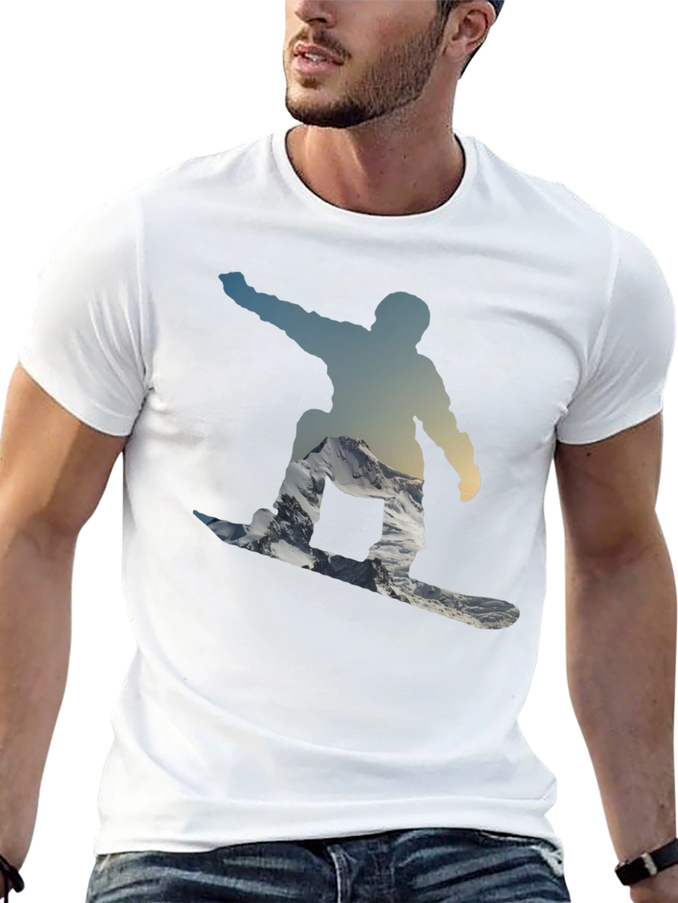 Snowboarder Silhouette Graphic Tee - Cool Black Shirt