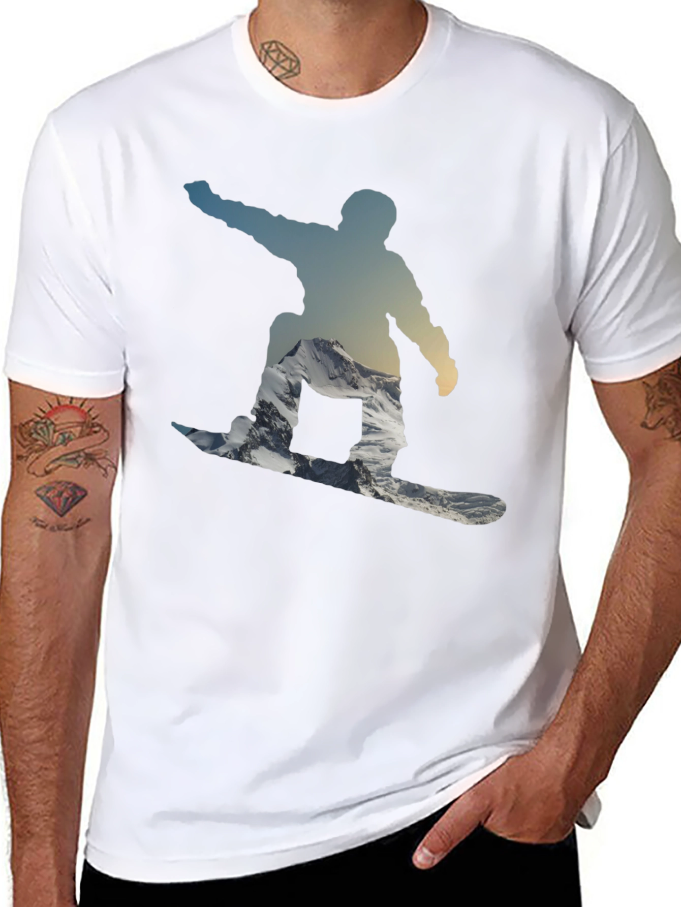 Snowboarder Silhouette Graphic Tee - Cool Black Shirt