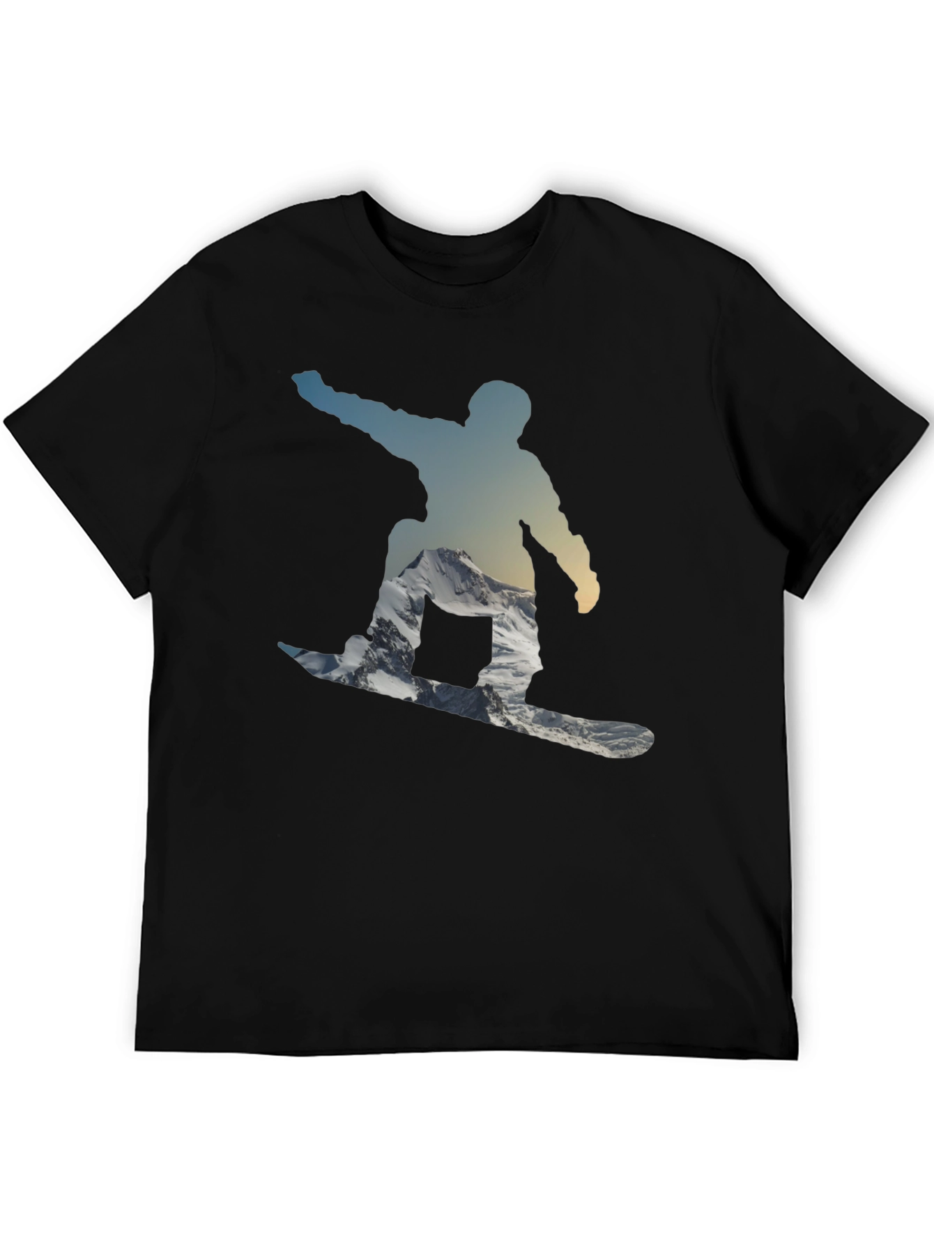 Snowboarder Silhouette Graphic Tee - Cool Black Shirt