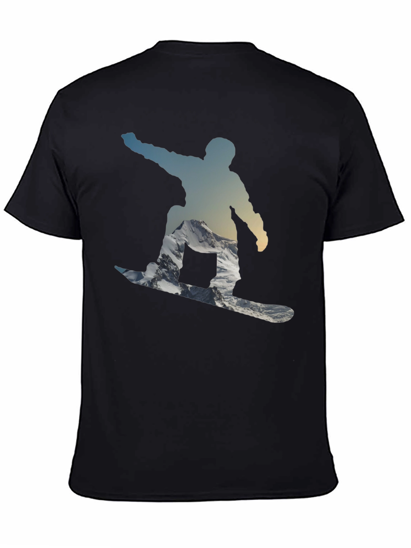 Snowboarder Silhouette Graphic Tee - Cool Black Shirt