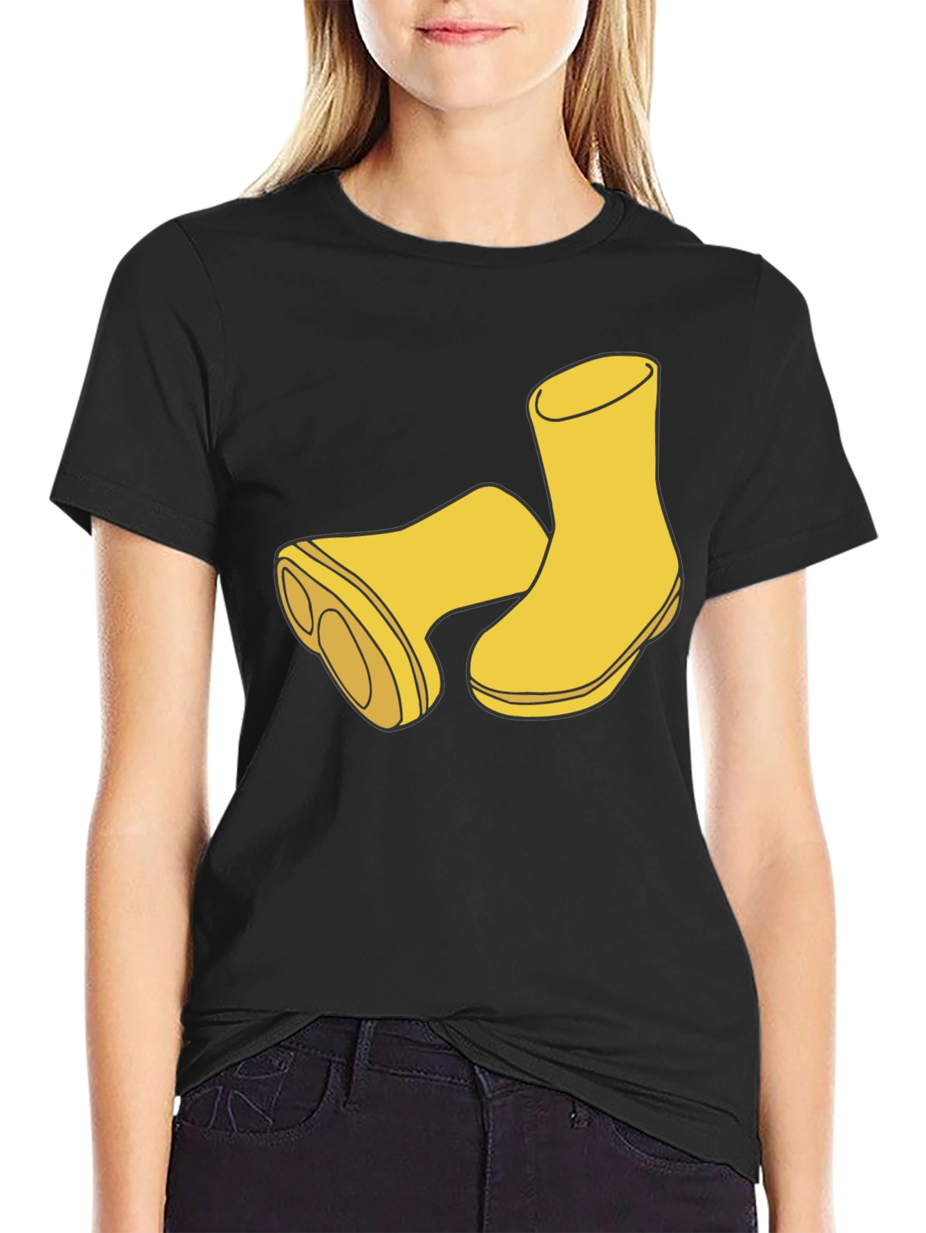 Rain Boot Graphic Tee - Stylish Black Cotton T-Shirt