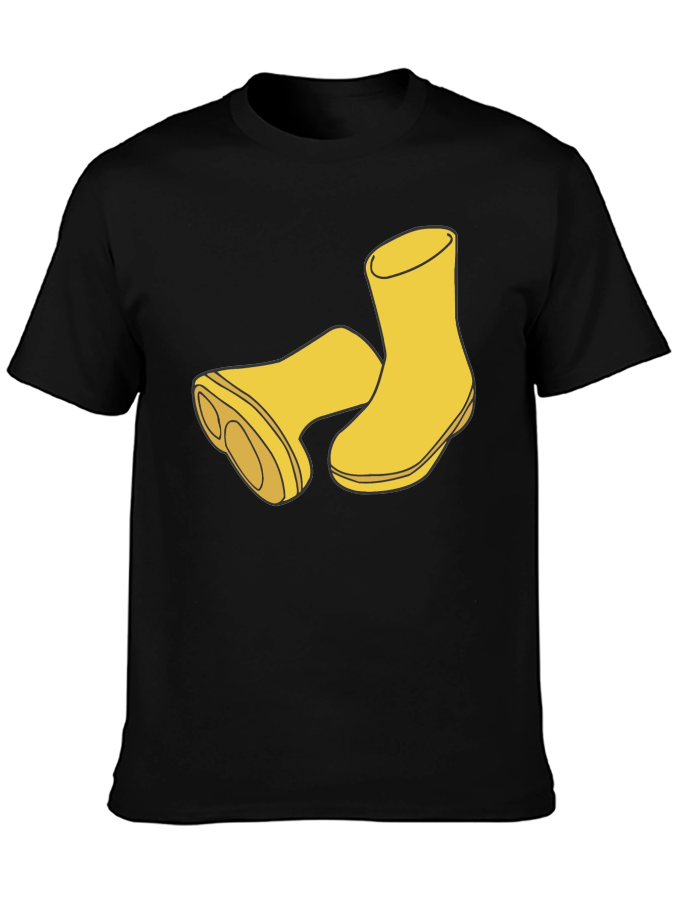 Rain Boot Graphic Tee - Stylish Black Cotton T-Shirt