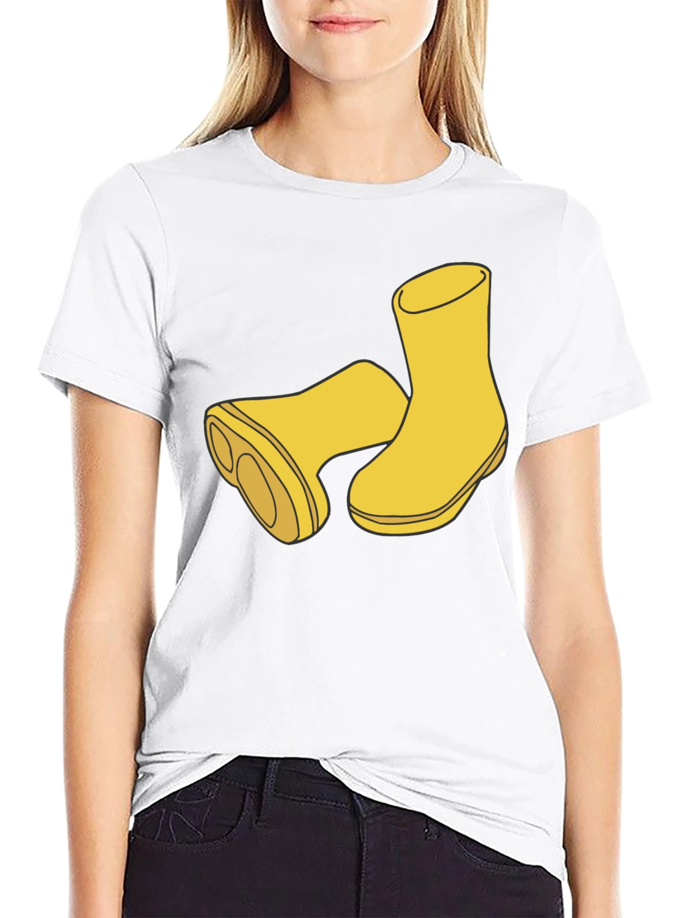 Rain Boot Graphic Tee - Stylish Black Cotton T-Shirt