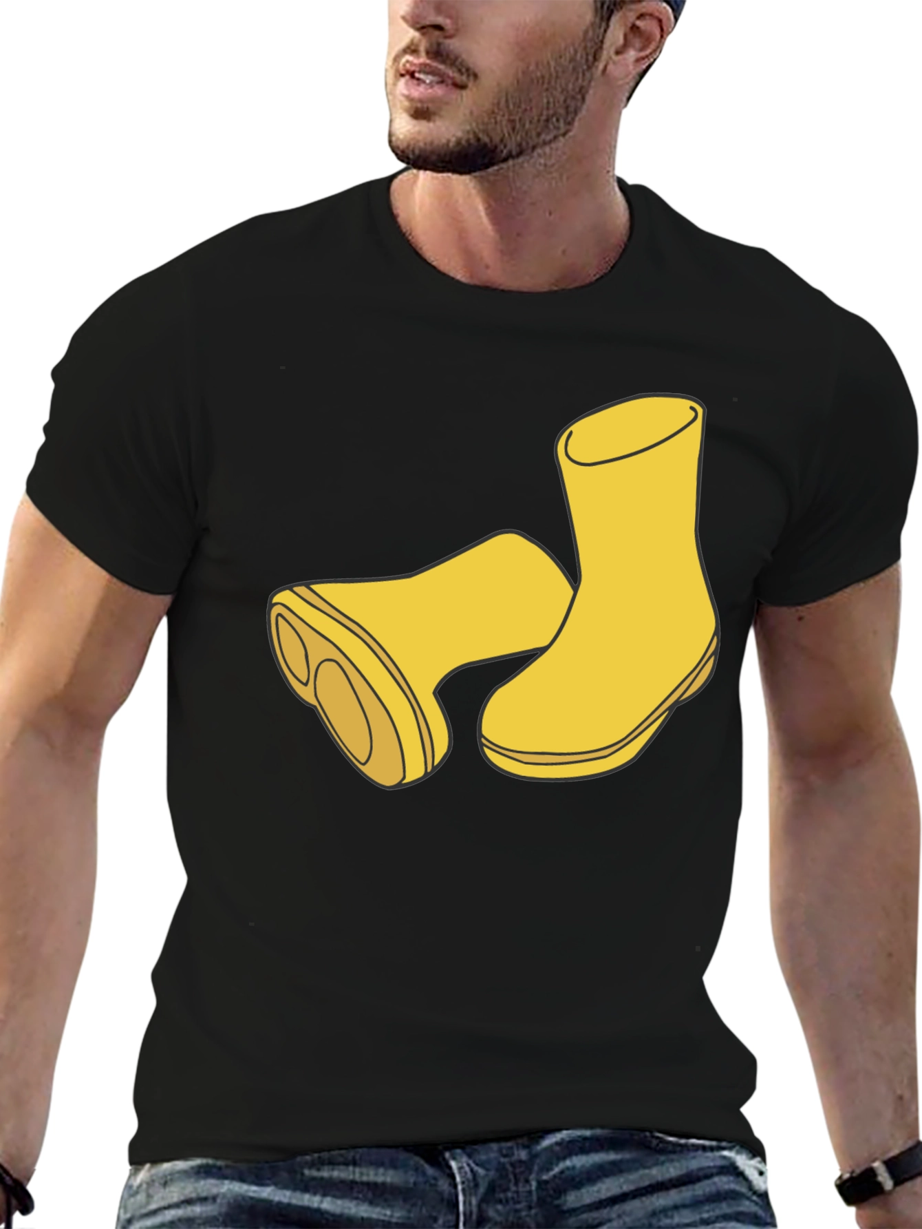 Rain Boot Graphic Tee - Stylish Black Cotton T-Shirt
