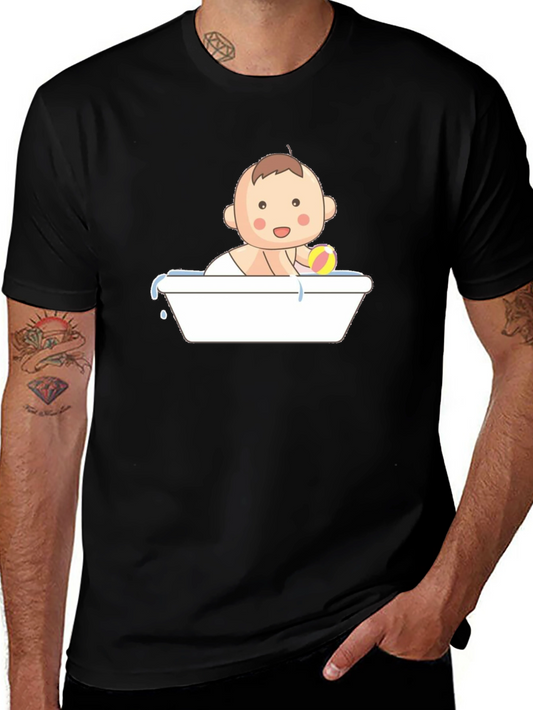 Baby in Tub Graphic Tee - Black Cotton T-Shirt