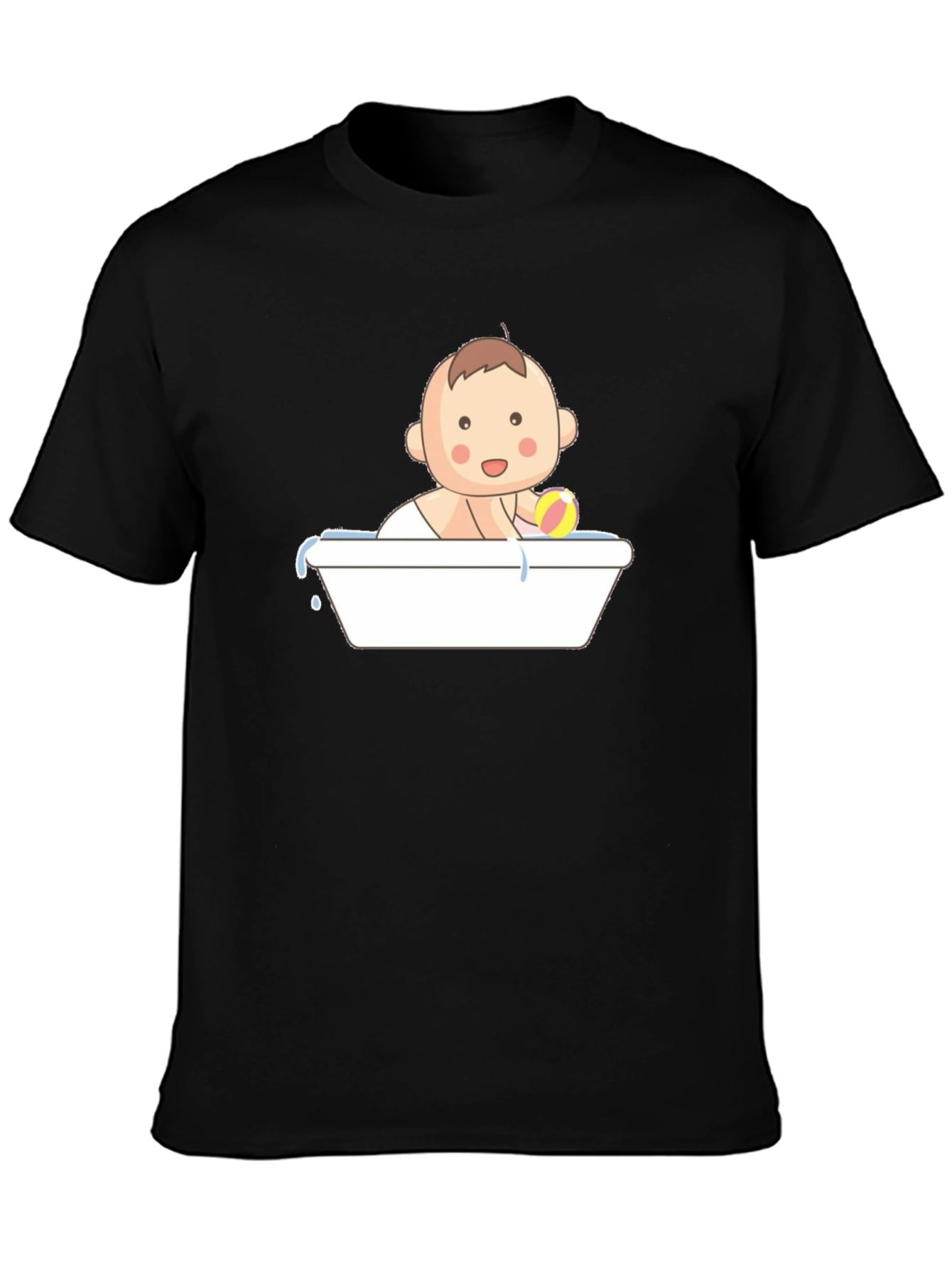 Baby in Tub Graphic Tee - Black Cotton T-Shirt