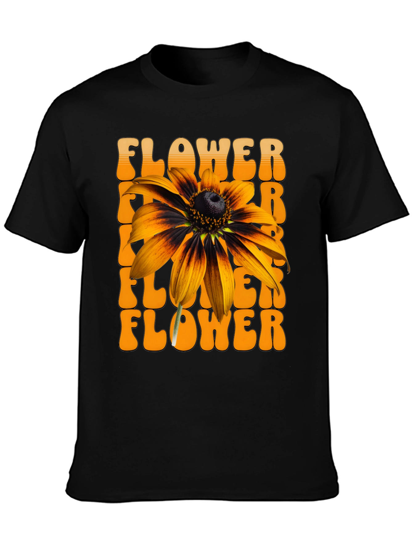 Retro Flower Graphic Tee - Black