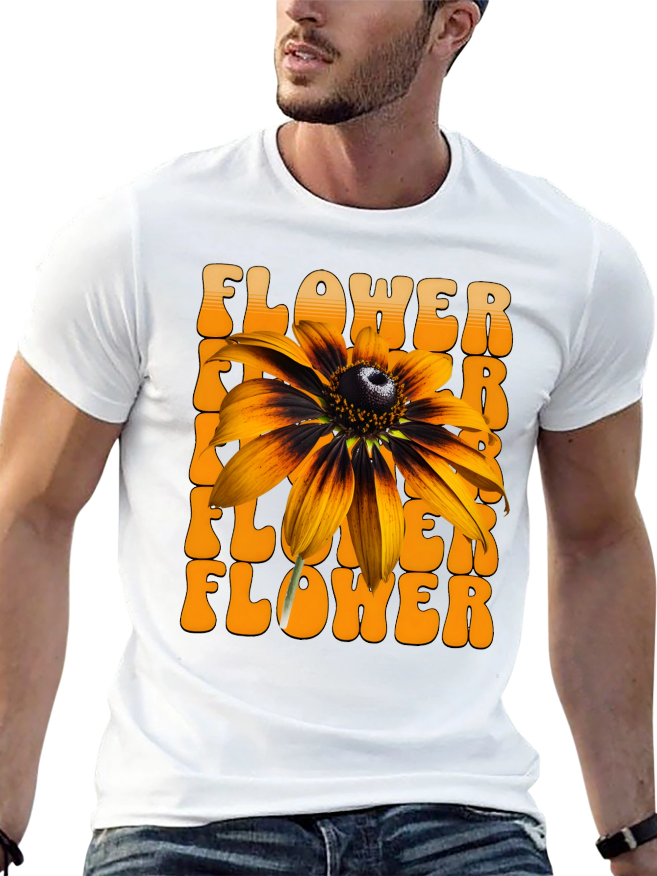 Retro Flower Graphic Tee - Black