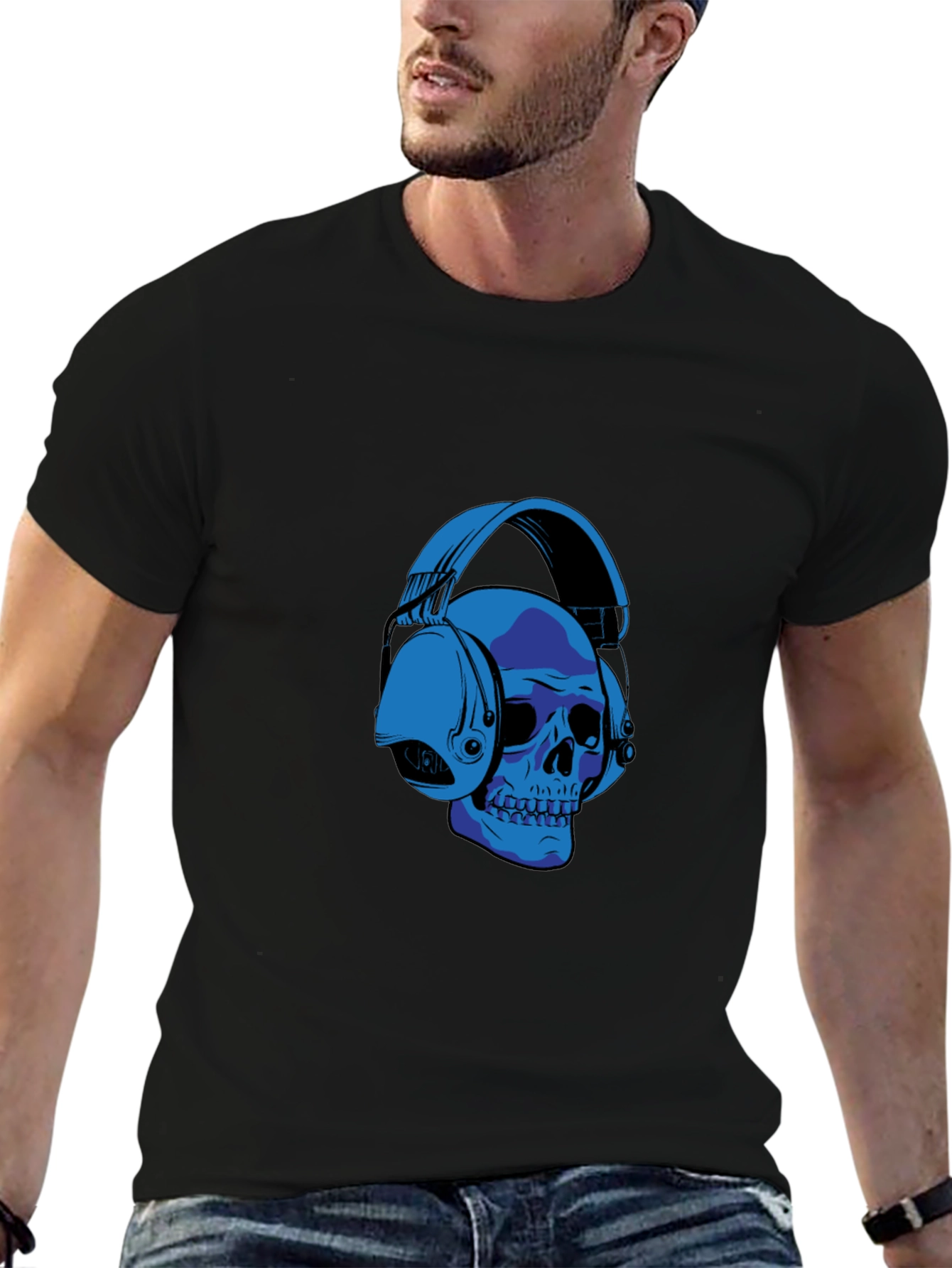 Skull with Headphones Graphic T-Shirt
