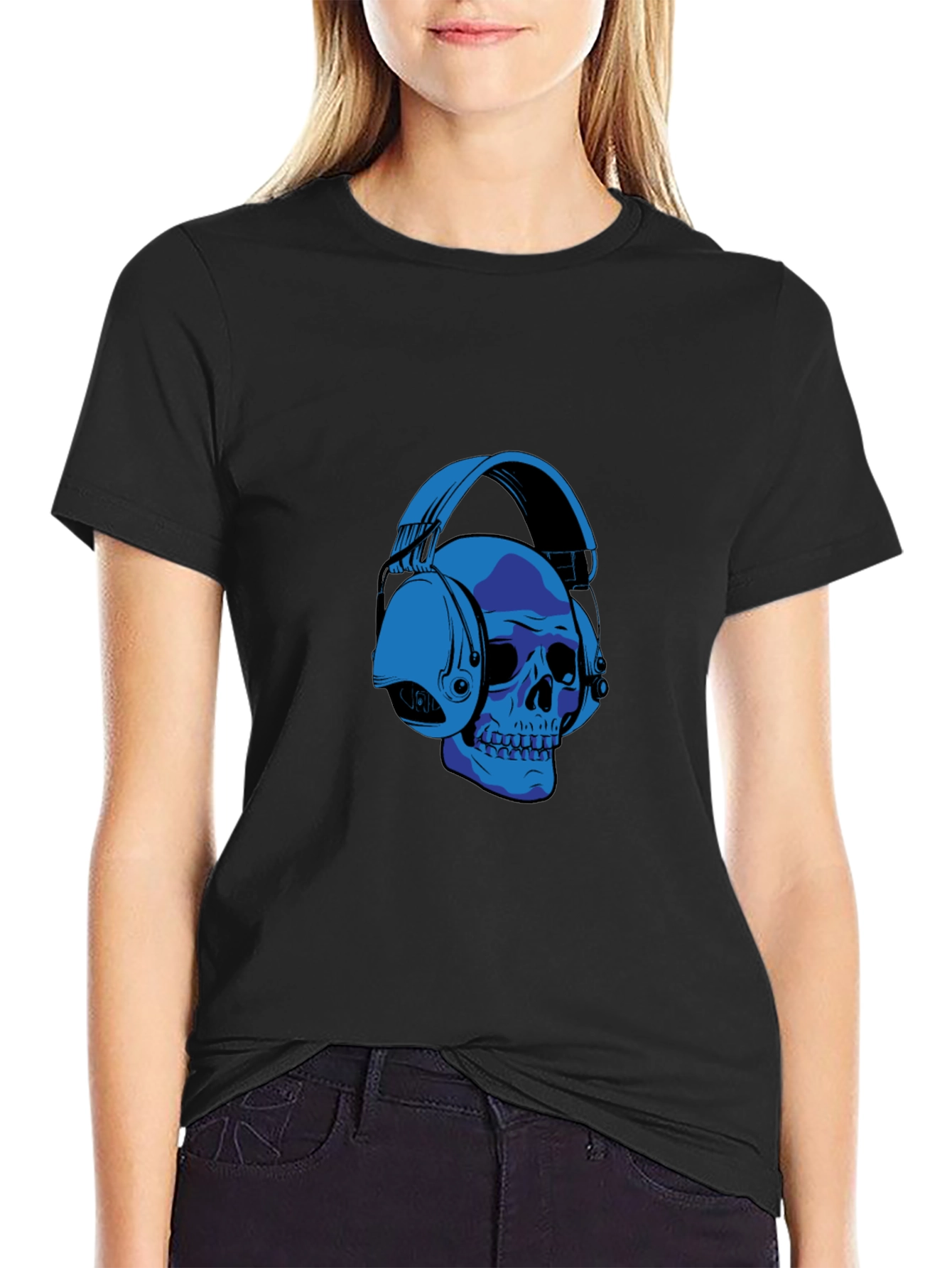 Skull with Headphones Graphic T-Shirt
