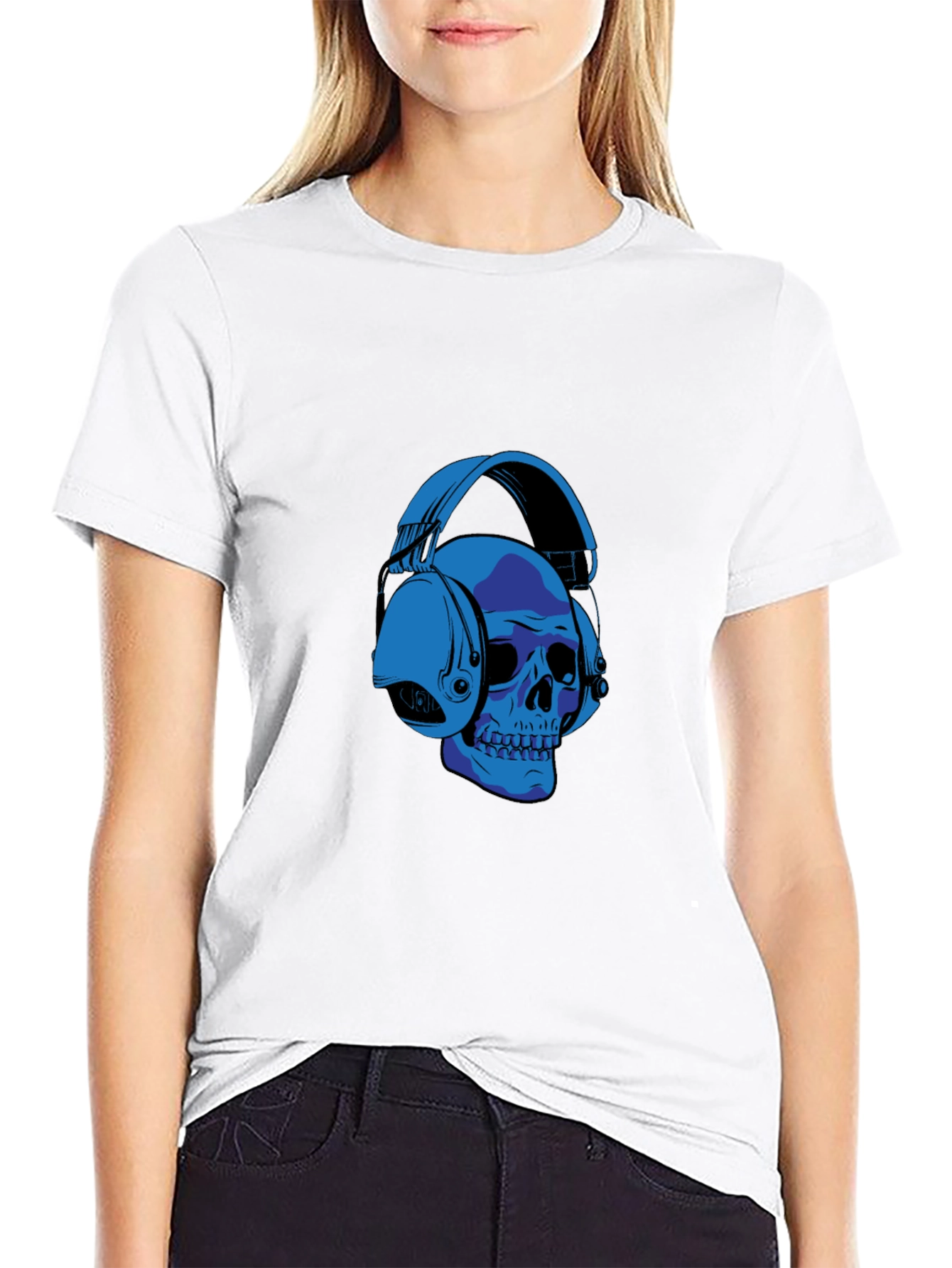 Skull with Headphones Graphic T-Shirt