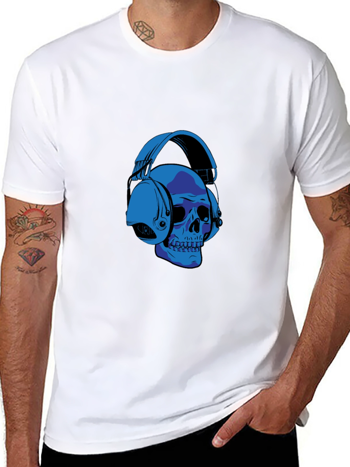 Skull with Headphones Graphic T-Shirt