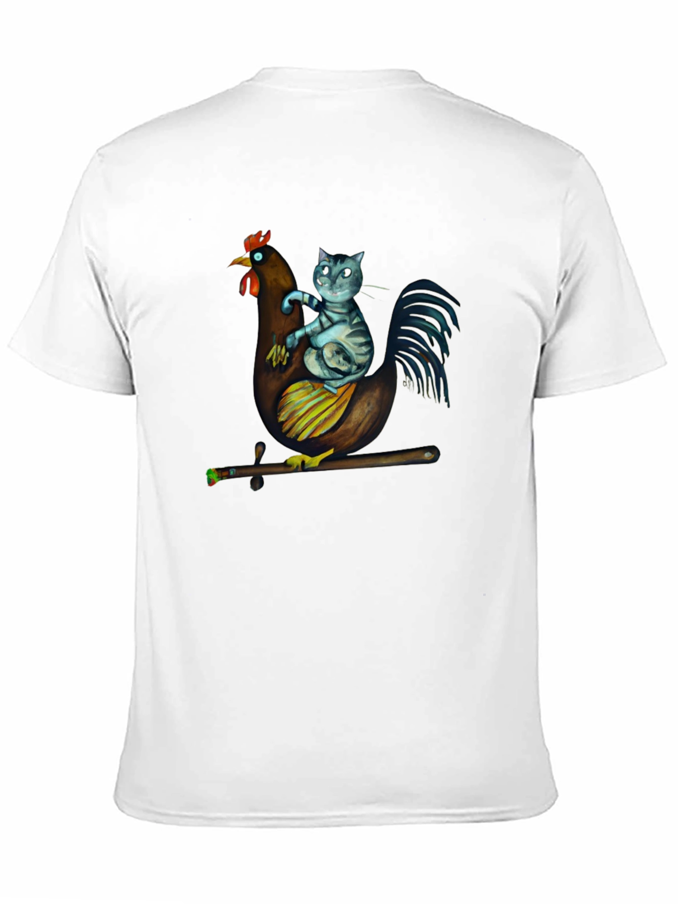 Cat Riding Chicken T-Shirt - Quirky Graphic Tee