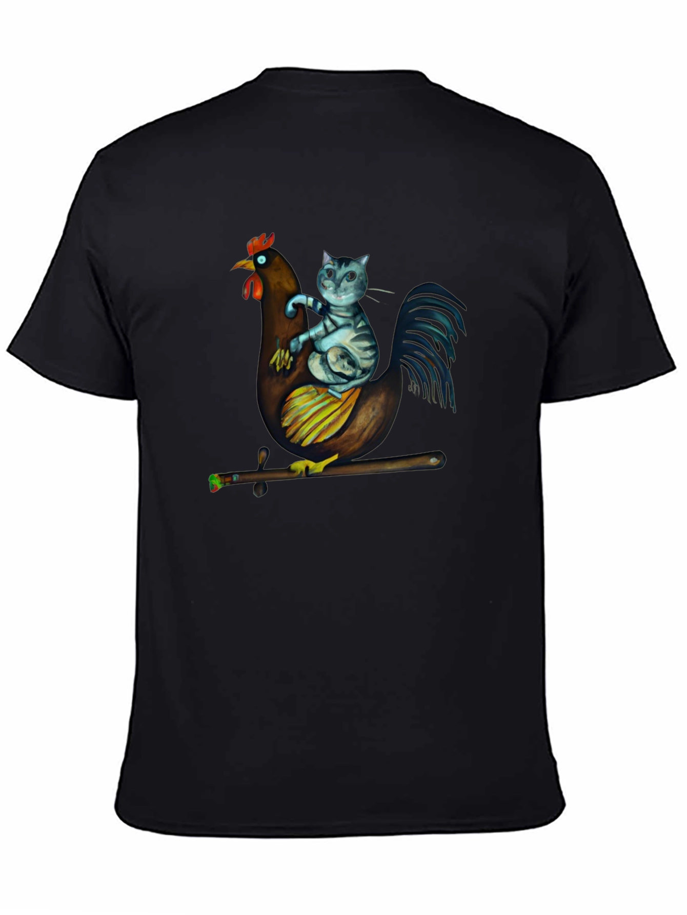 Cat Riding Chicken T-Shirt - Quirky Graphic Tee