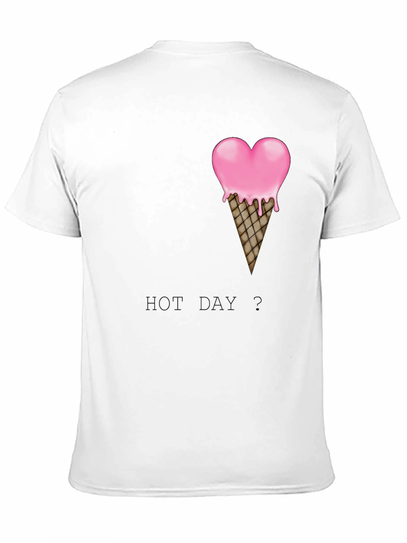 Heart Ice Cream Cone Graphic Black T-Shirt