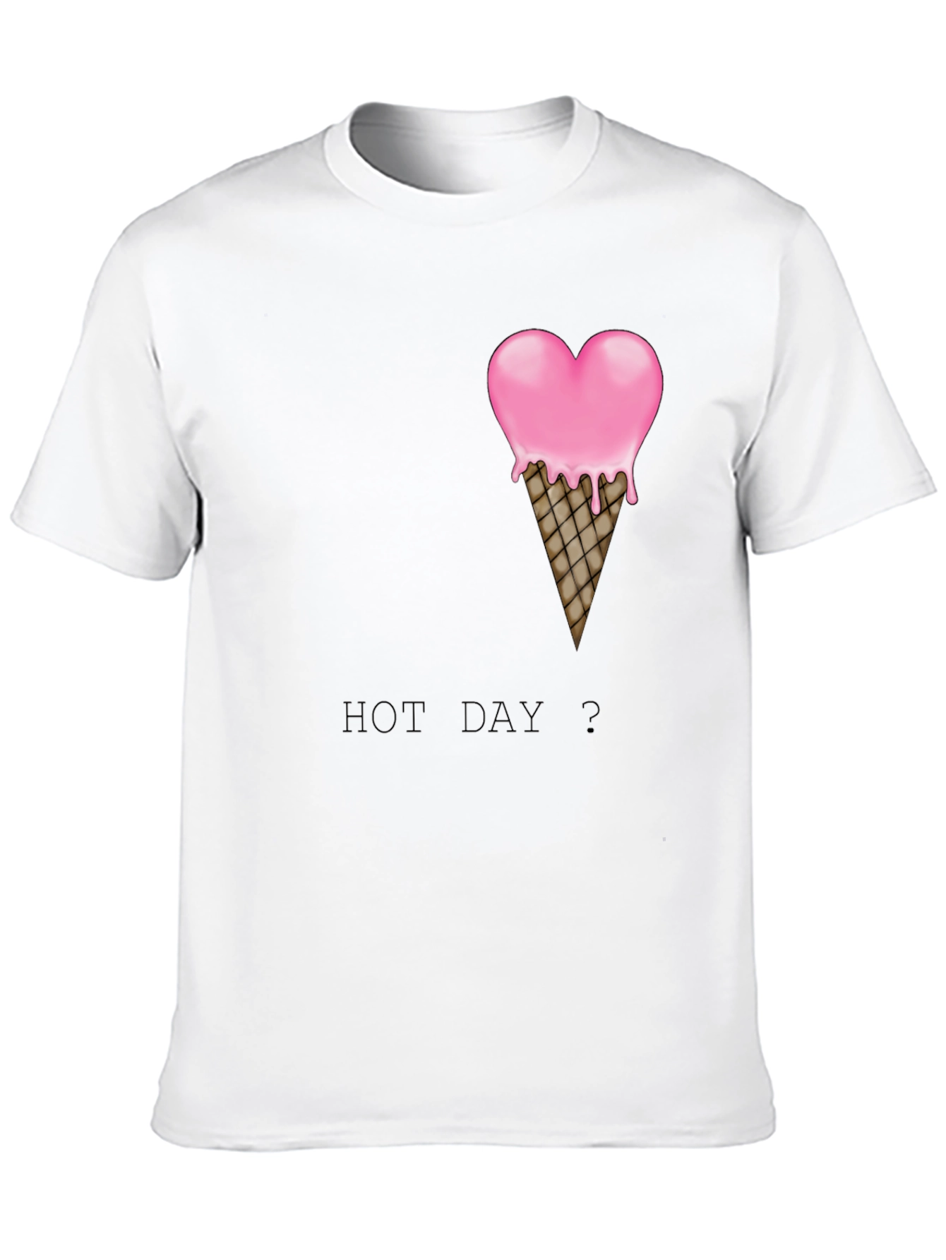 Heart Ice Cream Cone Graphic Black T-Shirt