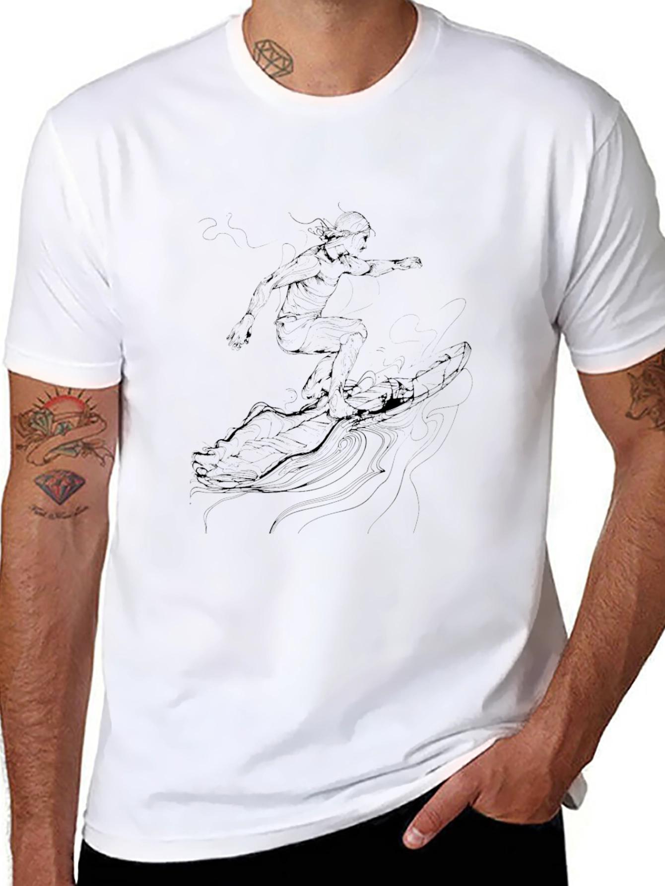 Black Surf Rider Graphic Tee - Casual Comfort