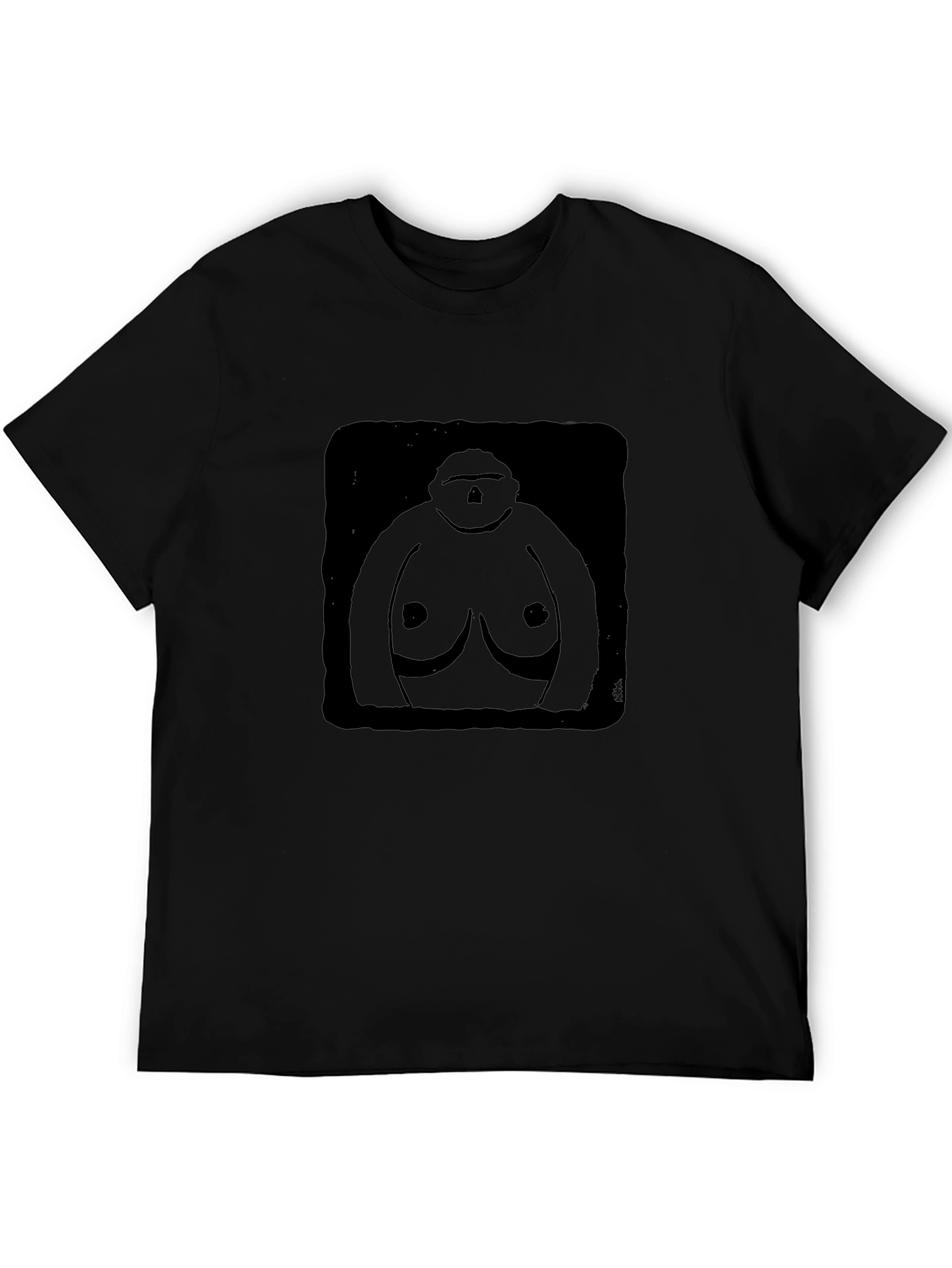 Black Graphic T-Shirt - Abstract Figure Design