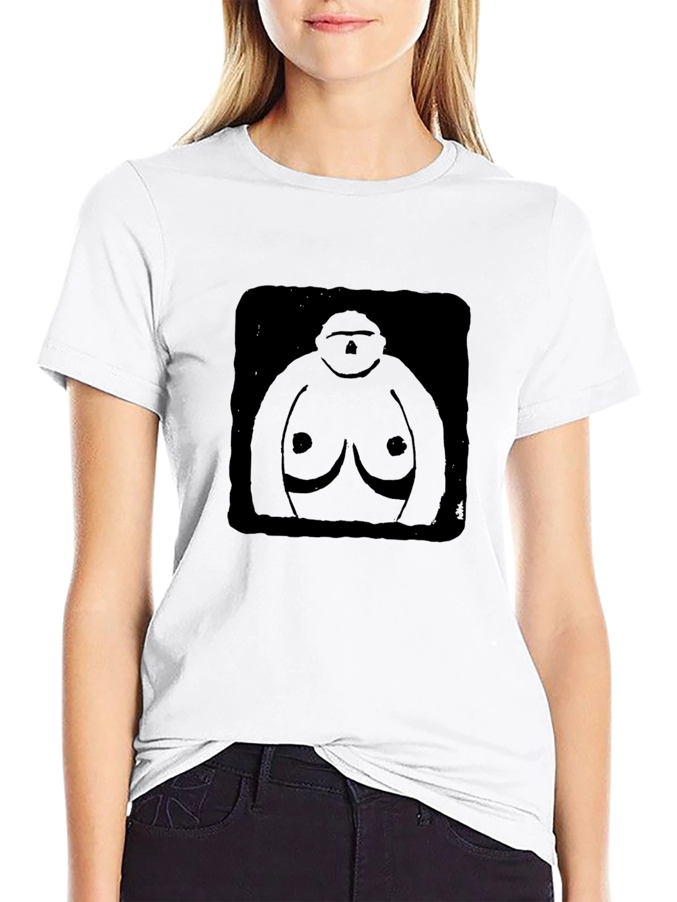 Black Graphic T-Shirt - Abstract Figure Design