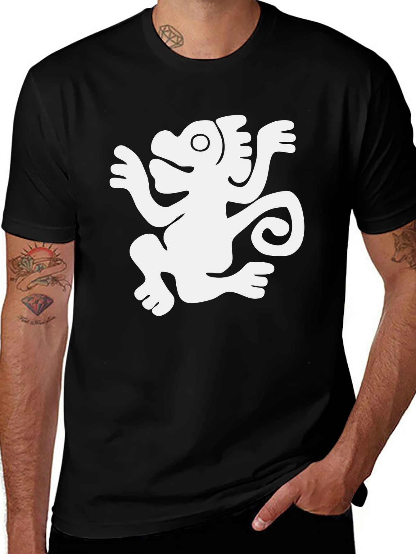Aztec Monkey Graphic T-Shirt - Black