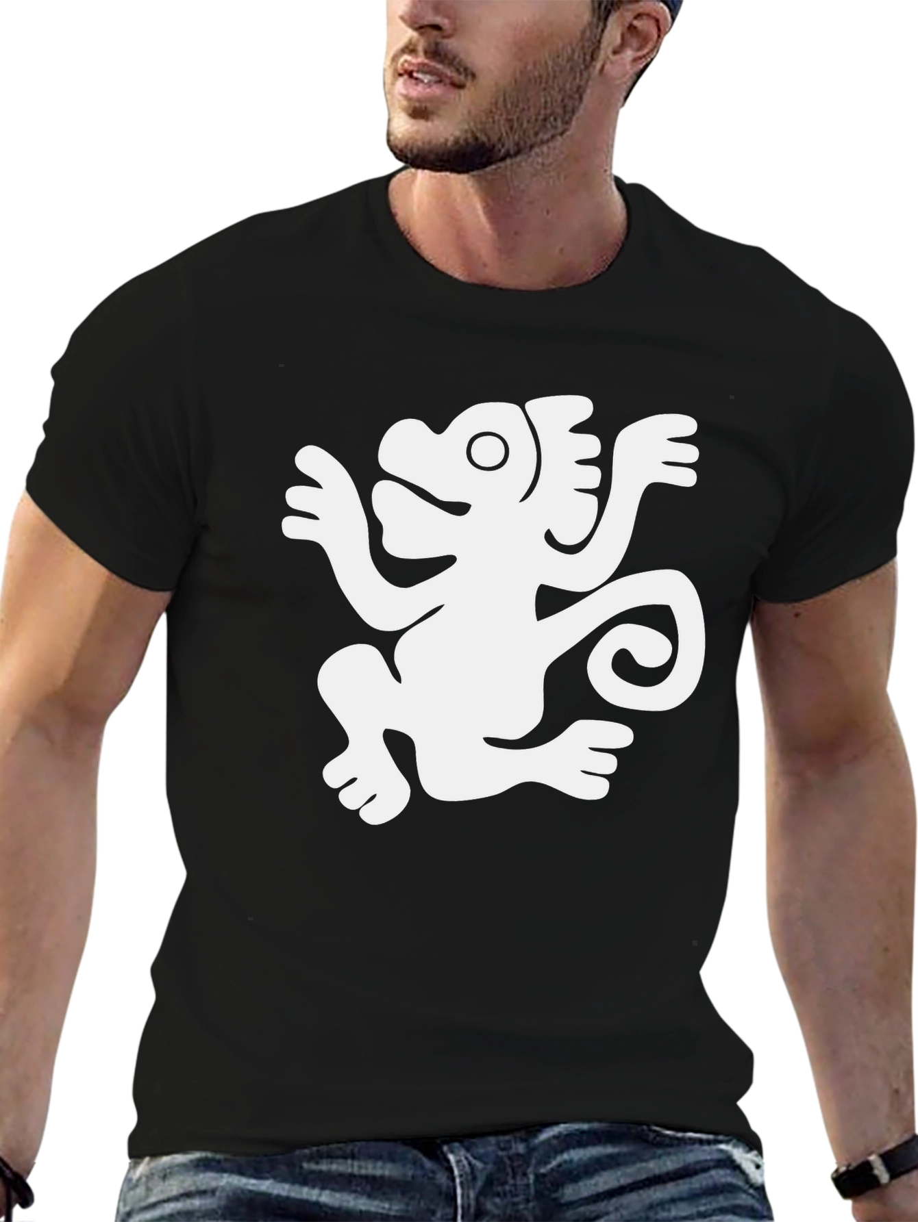Aztec Monkey Graphic T-Shirt - Black