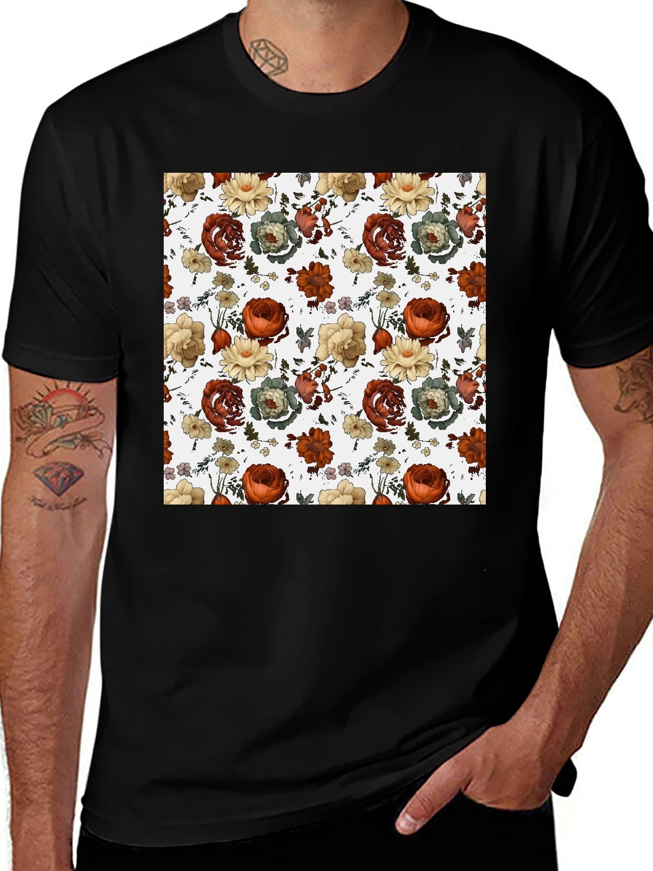 Floral Print T-Shirt - Stylish Mens Tee