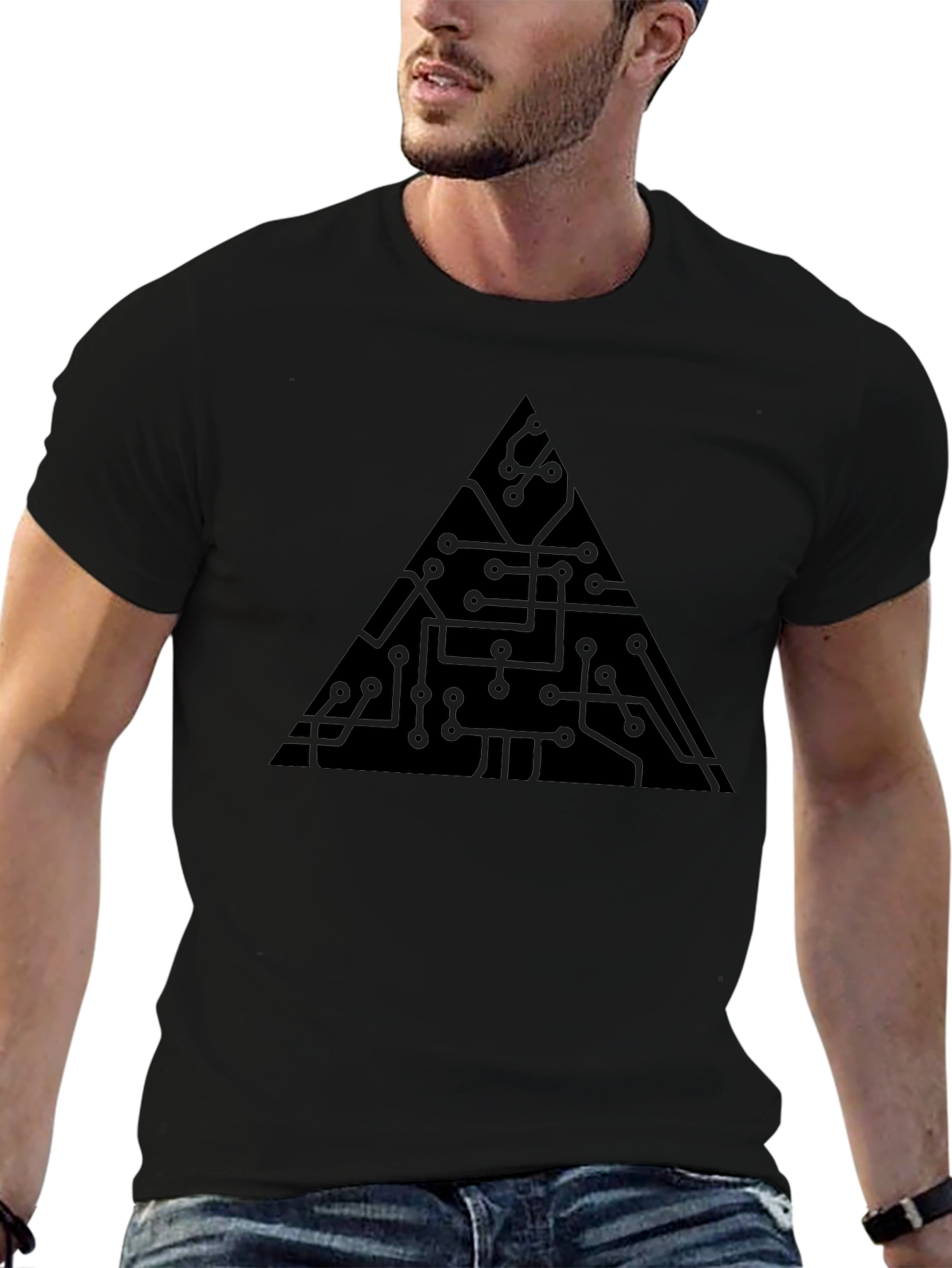 Circuit Board Triangle Graphic T-Shirt