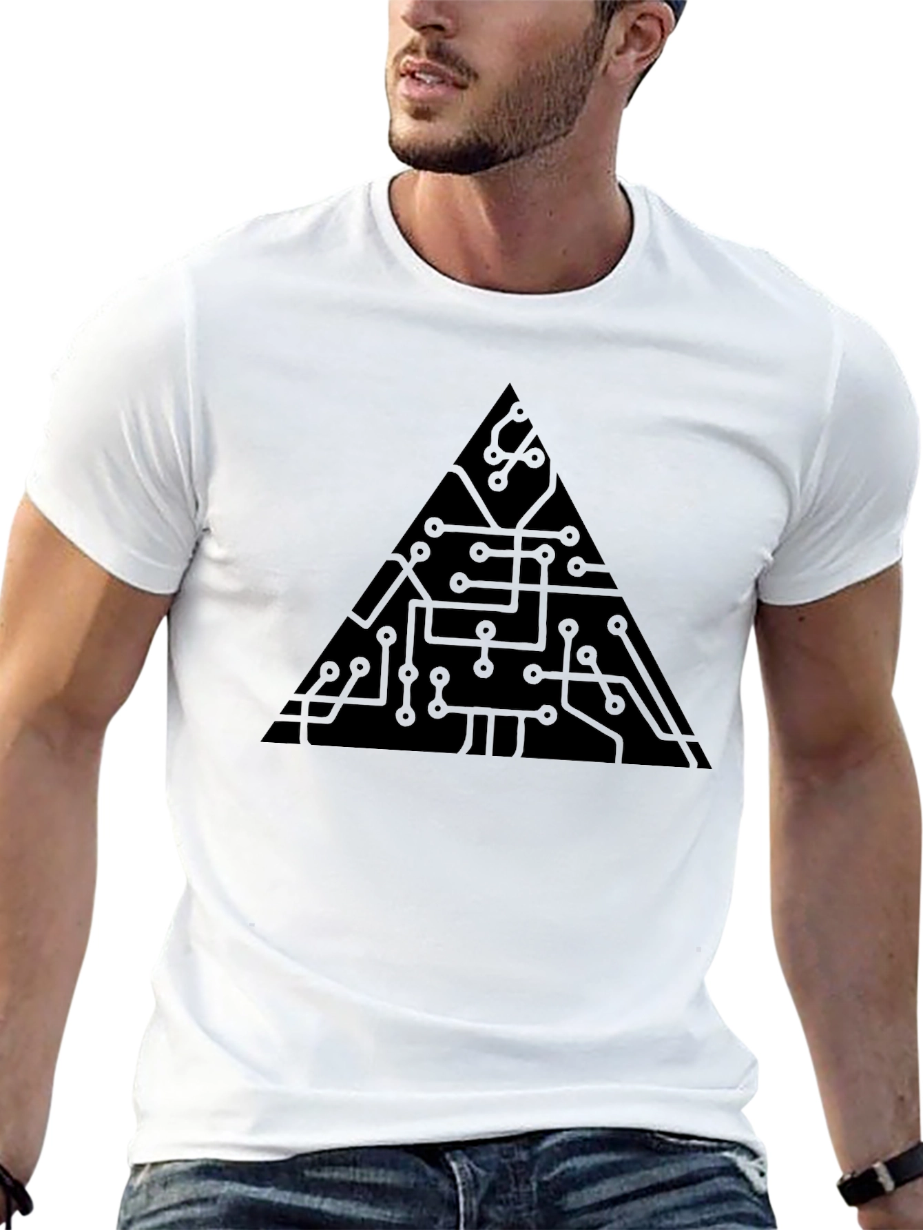 Circuit Board Triangle Graphic T-Shirt