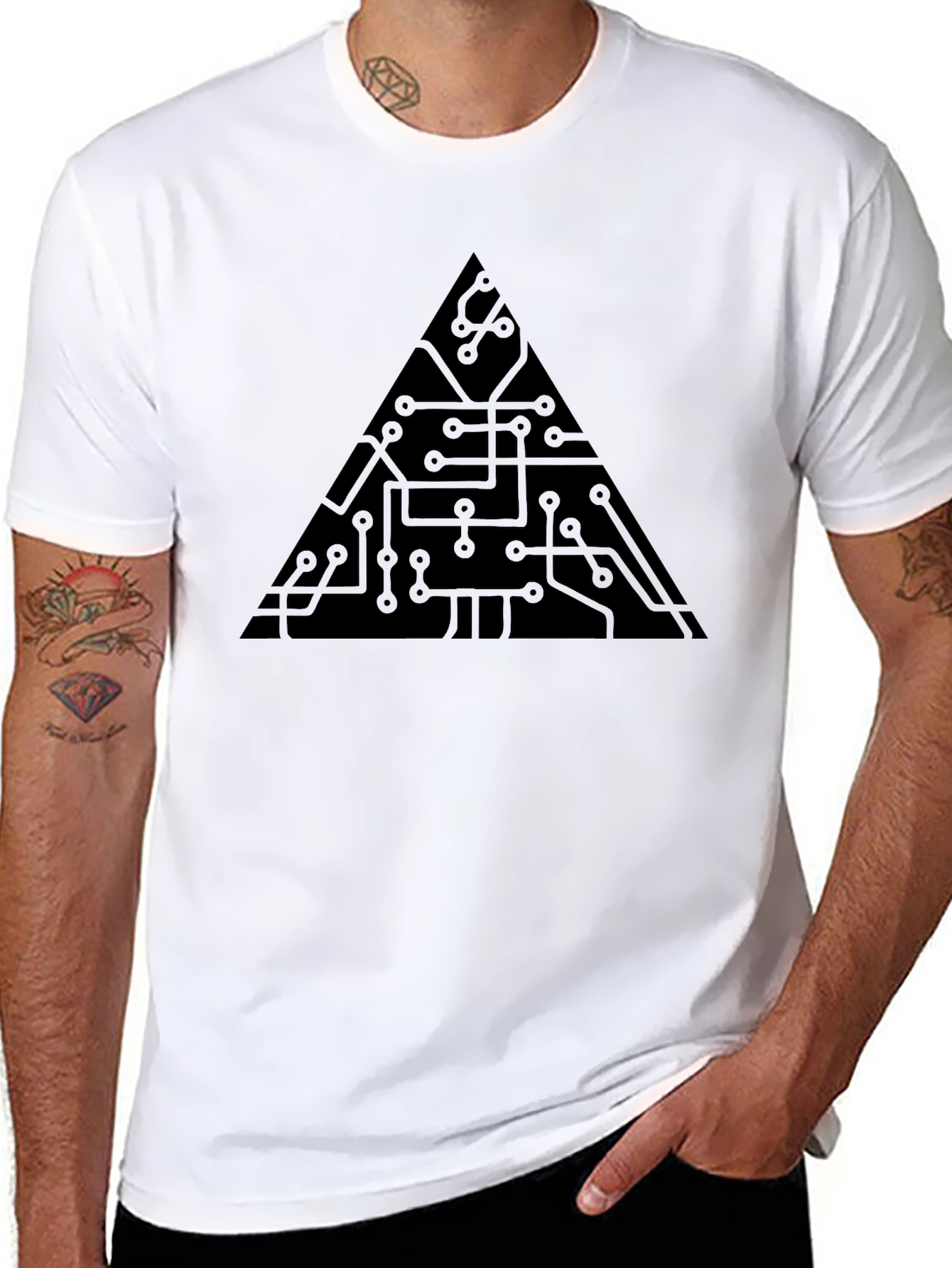 Circuit Board Triangle Graphic T-Shirt