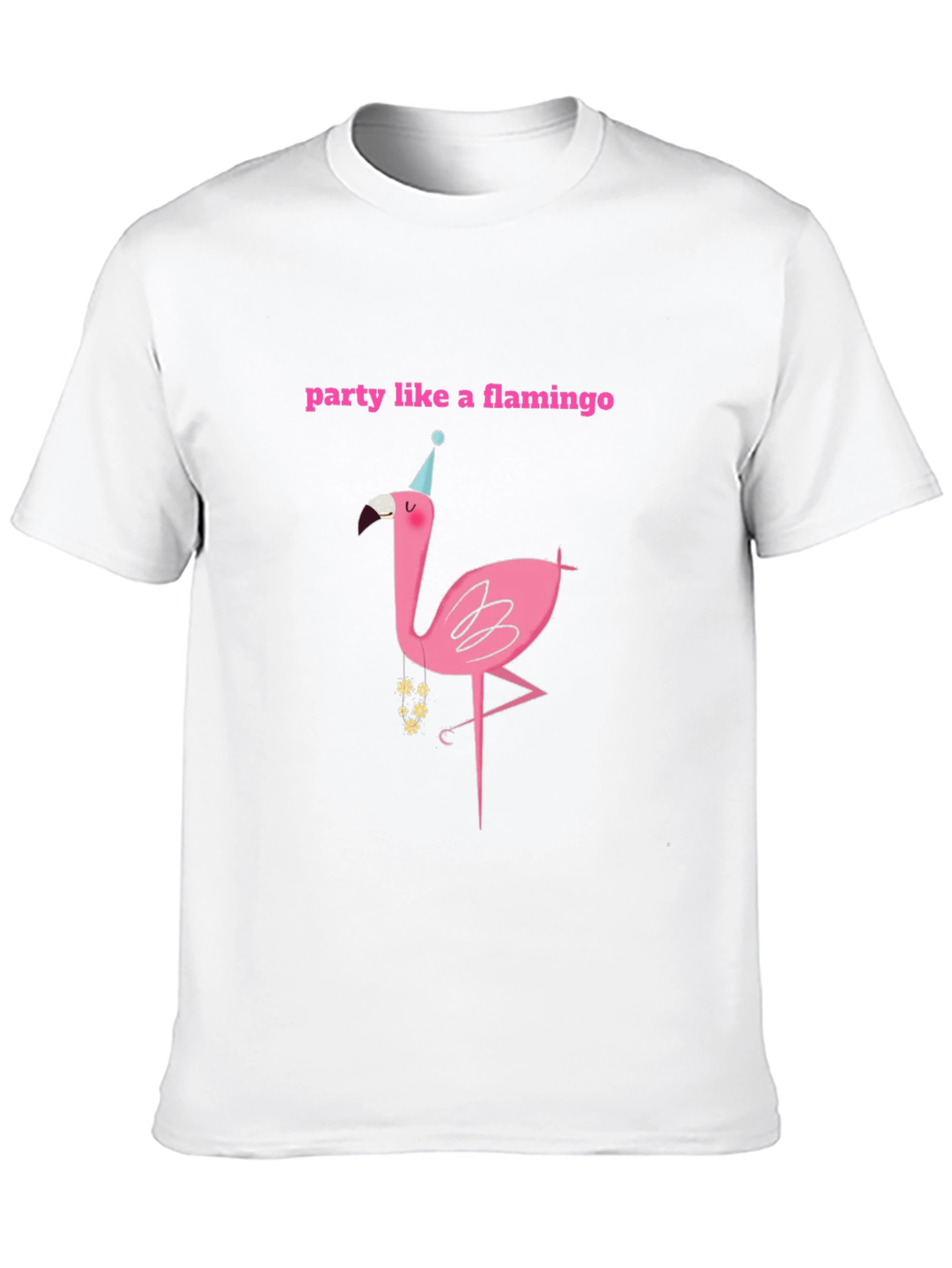 Party Flamingo Graphic Tee - Black Cotton T-Shirt