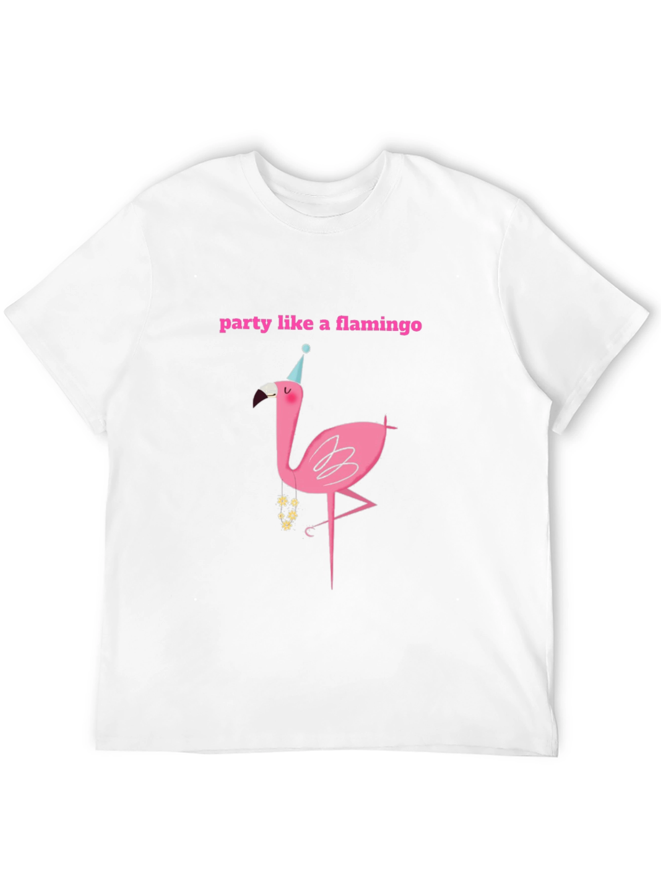 Party Flamingo Graphic Tee - Black Cotton T-Shirt