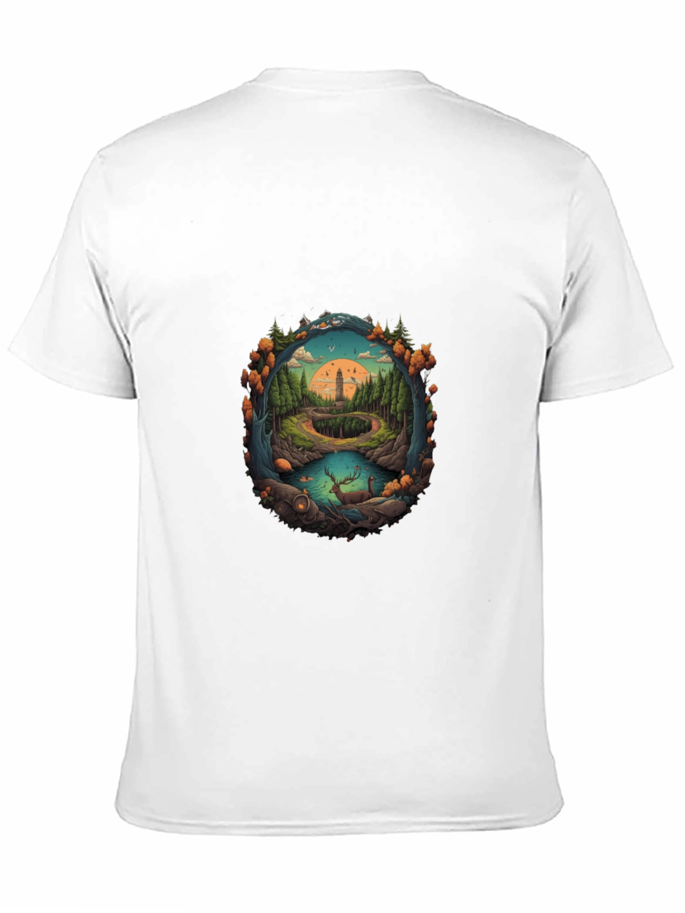 Nature Scene Graphic Tee - Black