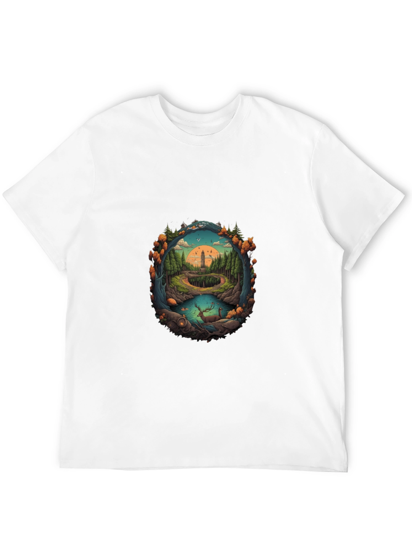 Nature Scene Graphic Tee - Black