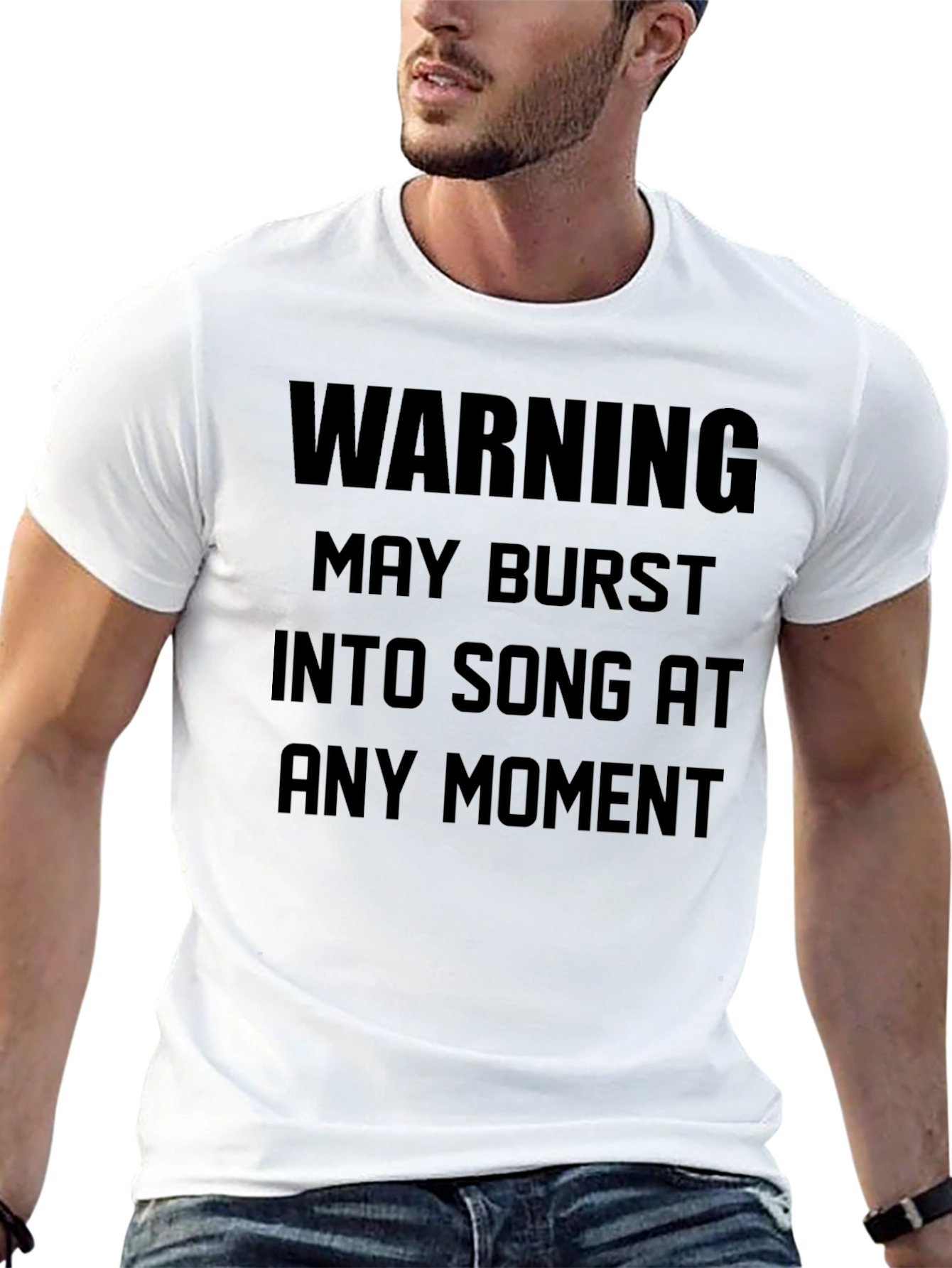 Warning May Burst Into Song Black T-Shirt