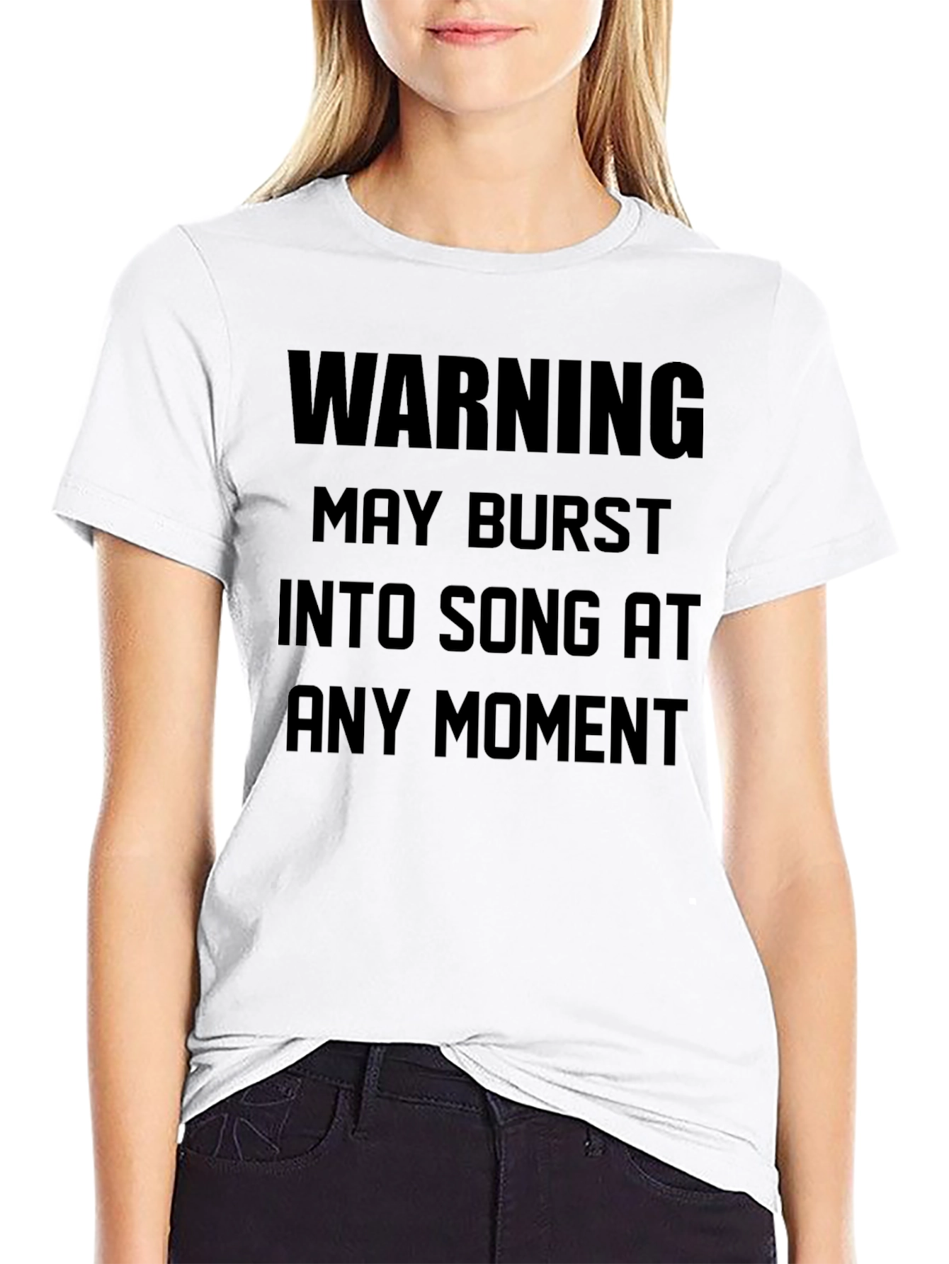 Warning May Burst Into Song Black T-Shirt