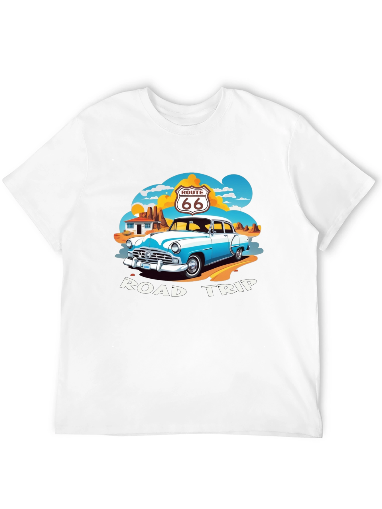 Route 66 Road Trip Black Graphic Tee